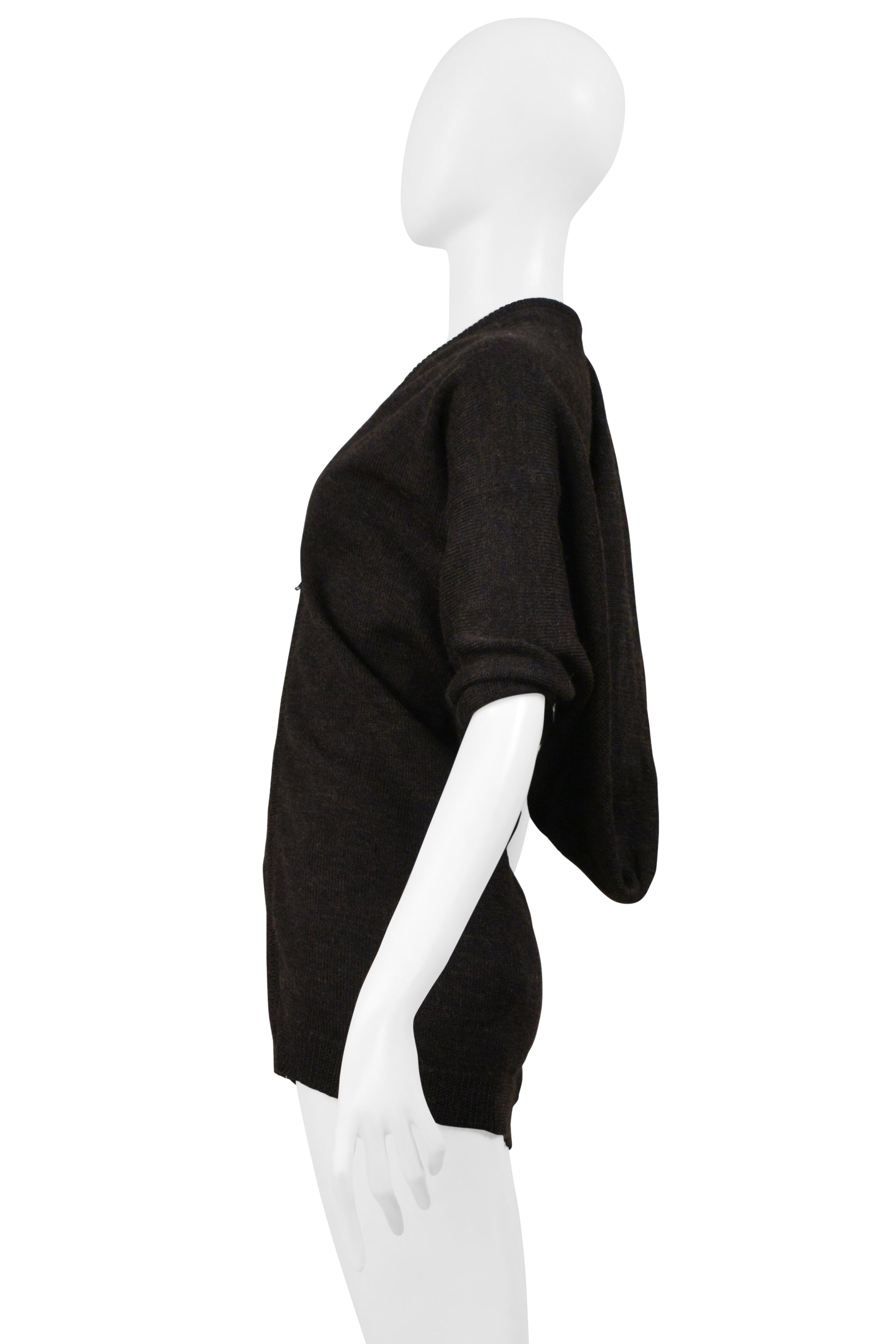 Y'S BY YOHJI YAMAMOTO BROWN CARDIGAN SWEATER WITH ZIPPER 2001-02