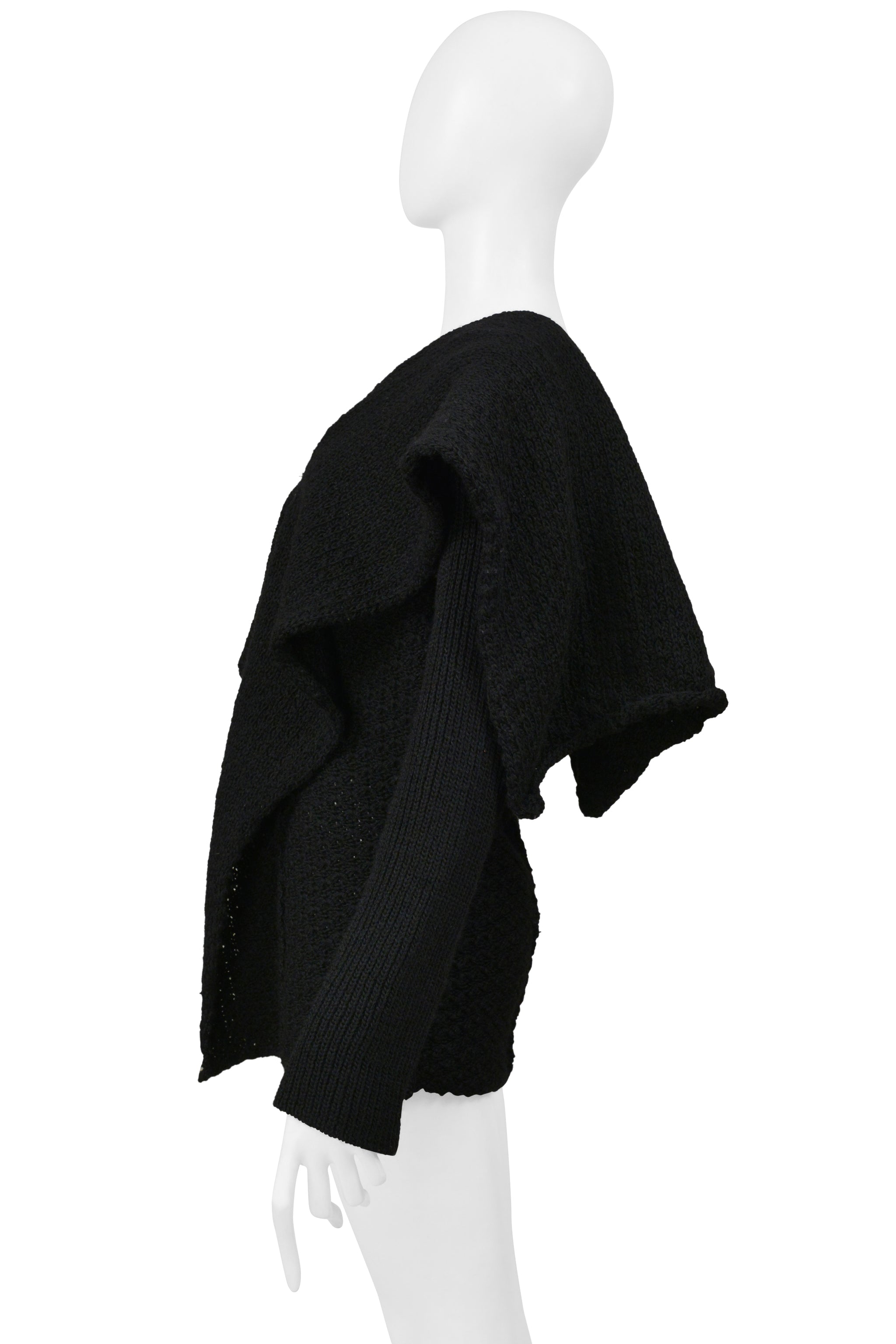 Y'S BY YOHJI YAMAMOTO BLACK SHAVED WOOL CARDIGAN W SAEFTY PIN 2001
