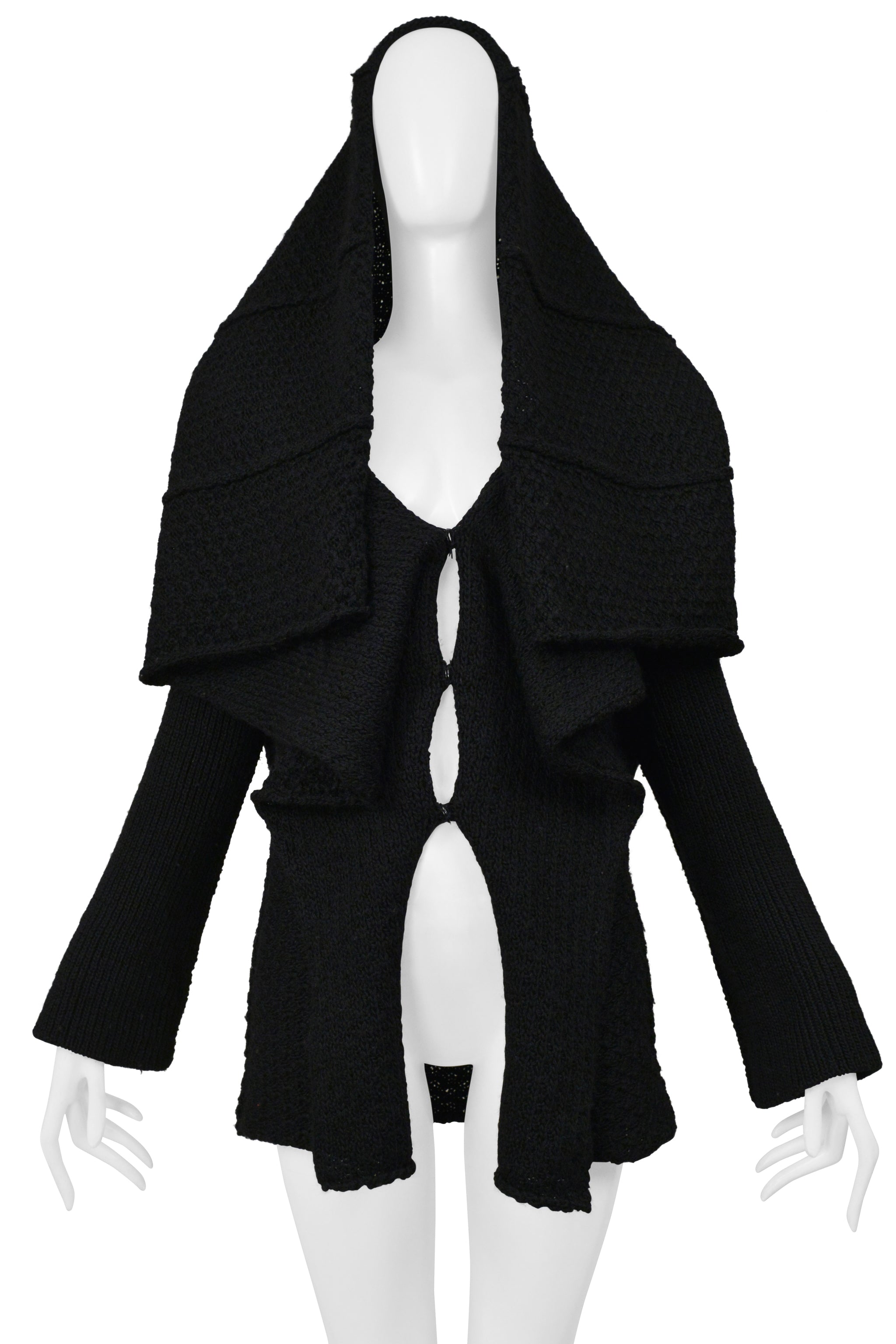 Y'S BY YOHJI YAMAMOTO BLACK SHAVED WOOL CARDIGAN W SAEFTY PIN 2001