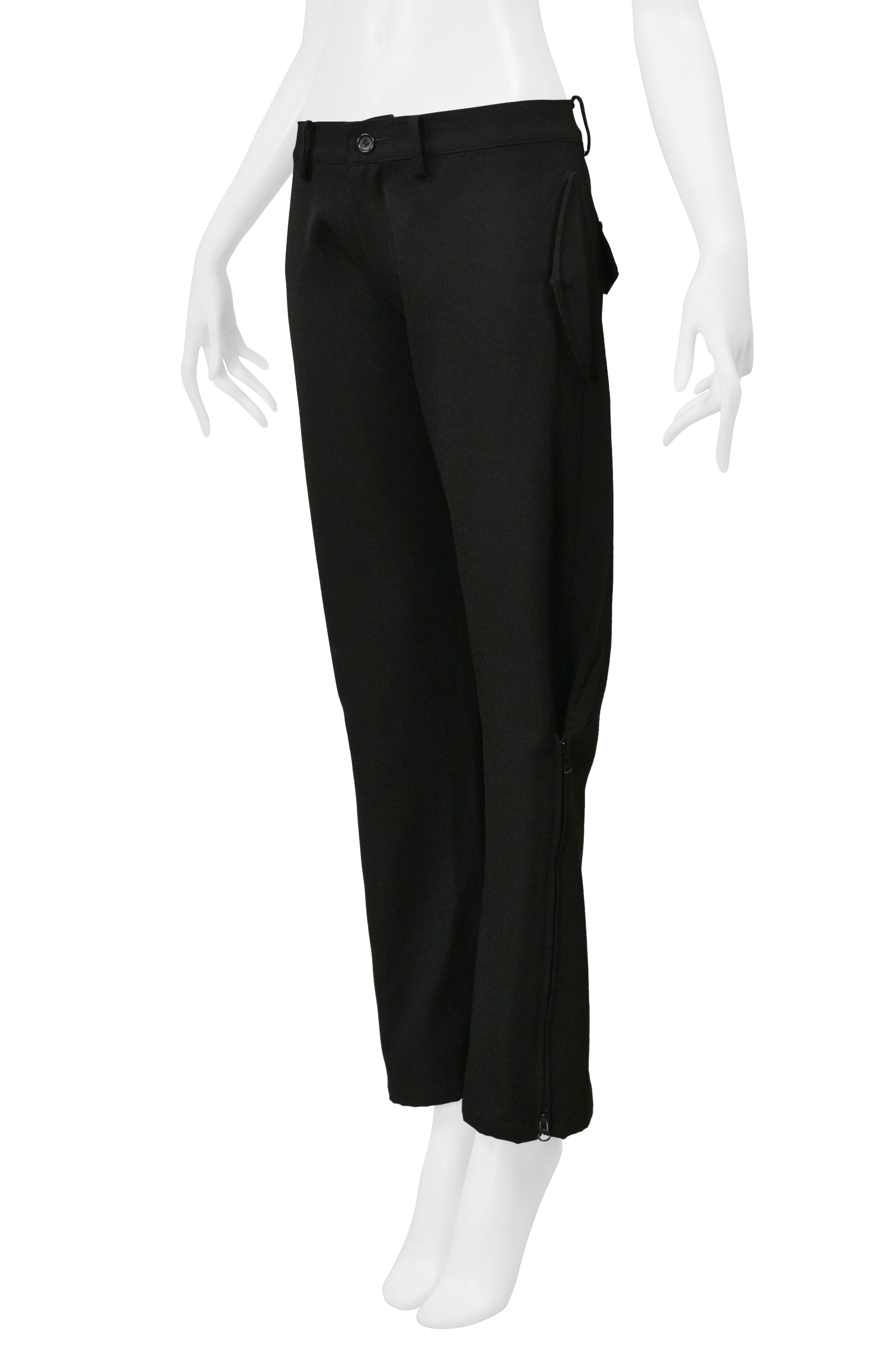 Y’S 2004–05 BY YOHJI YAMAMOTO BLACK PANTS WITH ZIPPERS & SNAP POCKETS