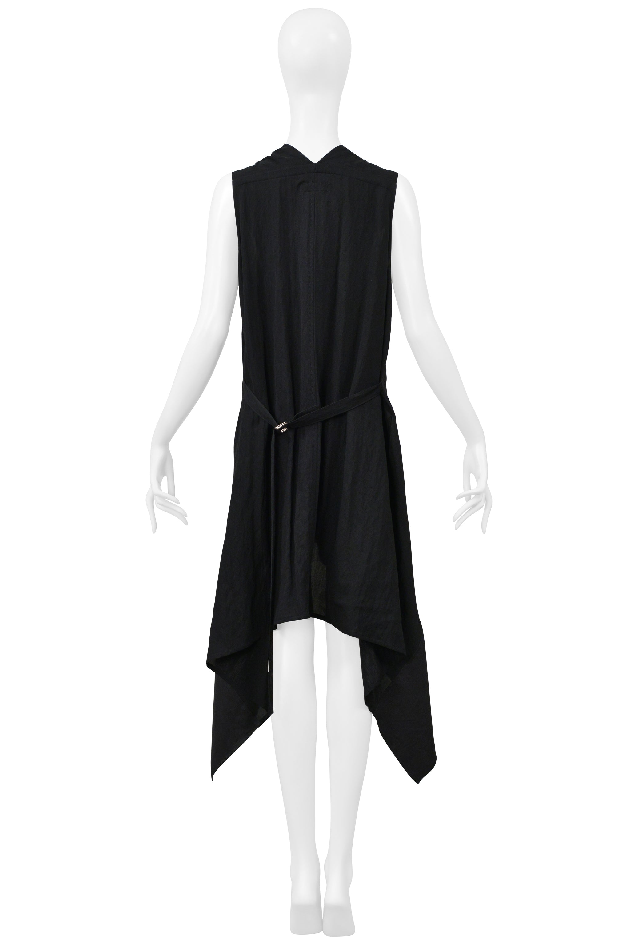 Y'S BY YOHJI YAMAMOTO BLACK OVERSIZED LINEN ARTIST'S VEST 2004
