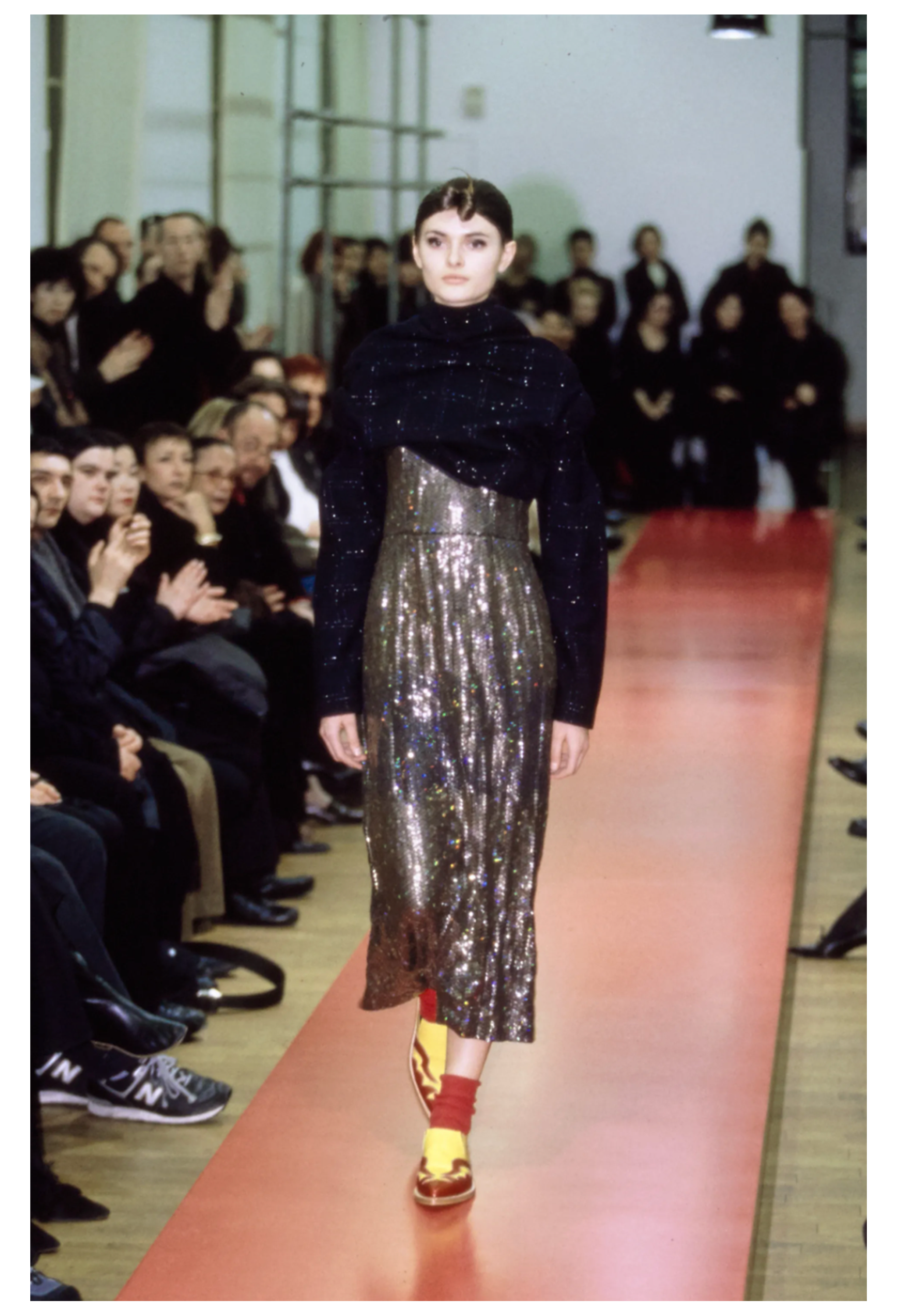 COMME DES GARCONS SILVER SEQUIN ASYMMETRICAL COCKTAIL DRESS 2000