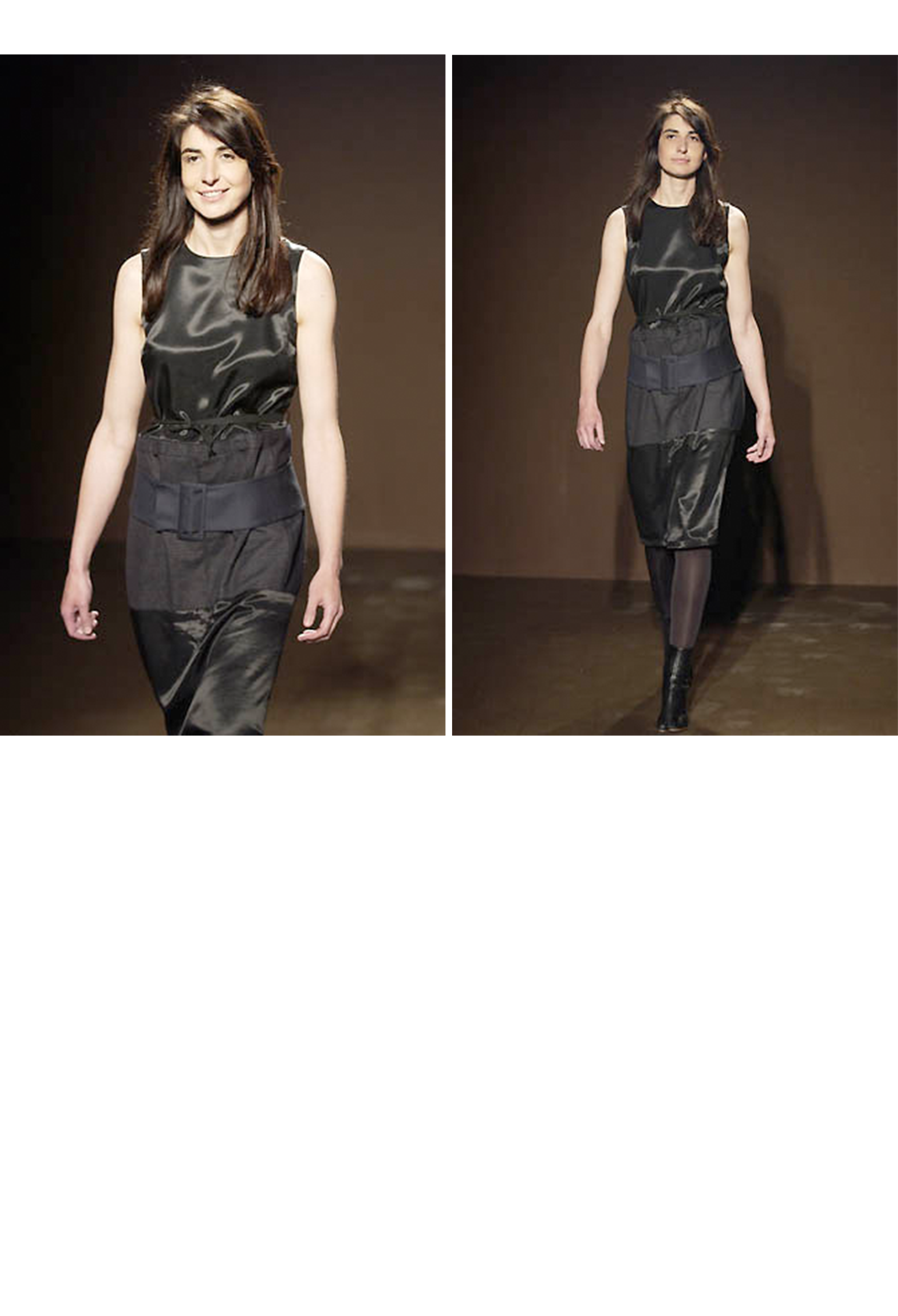 MARGIELA ARTISANAL SATIN & WOOL PANEL DRESS 2002