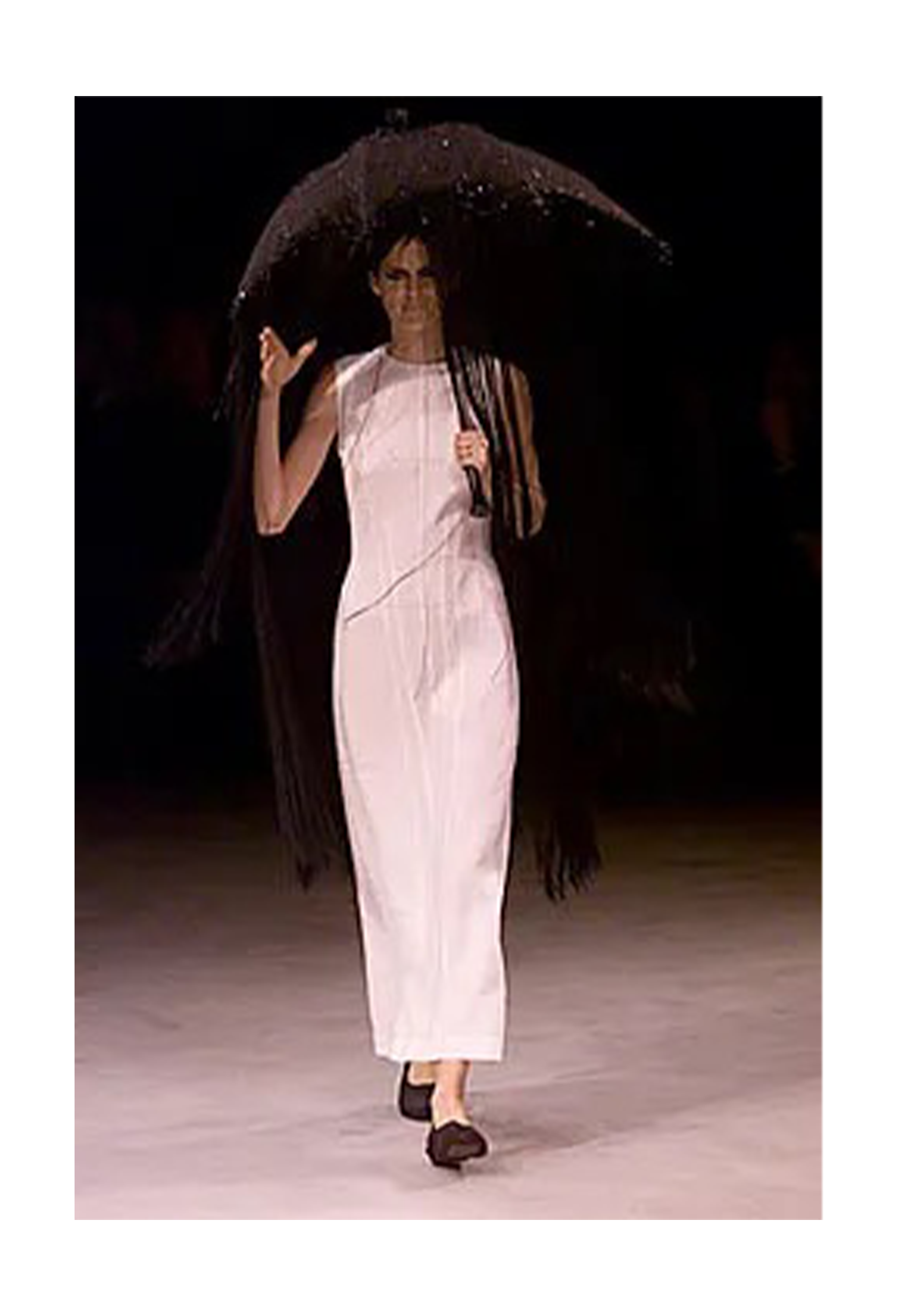YOHJI YAMAMOTO LONG WHITE DRESS WITH CONTRAST STITCHING 2000
