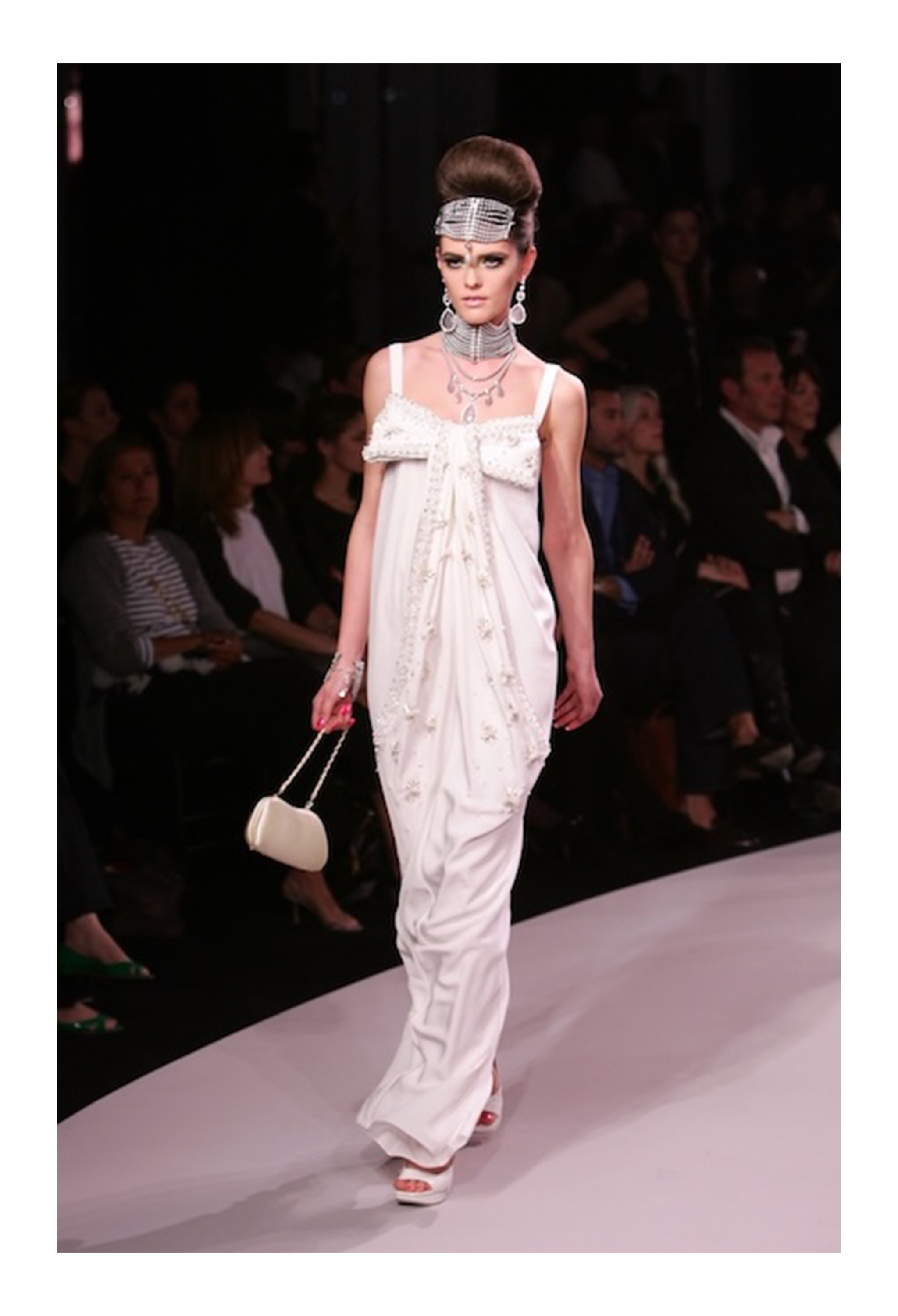 CHRISTIAN DIOR BY GALLIANO OFF WHITE GOWN WITH INTRICATE BEADING 2008
