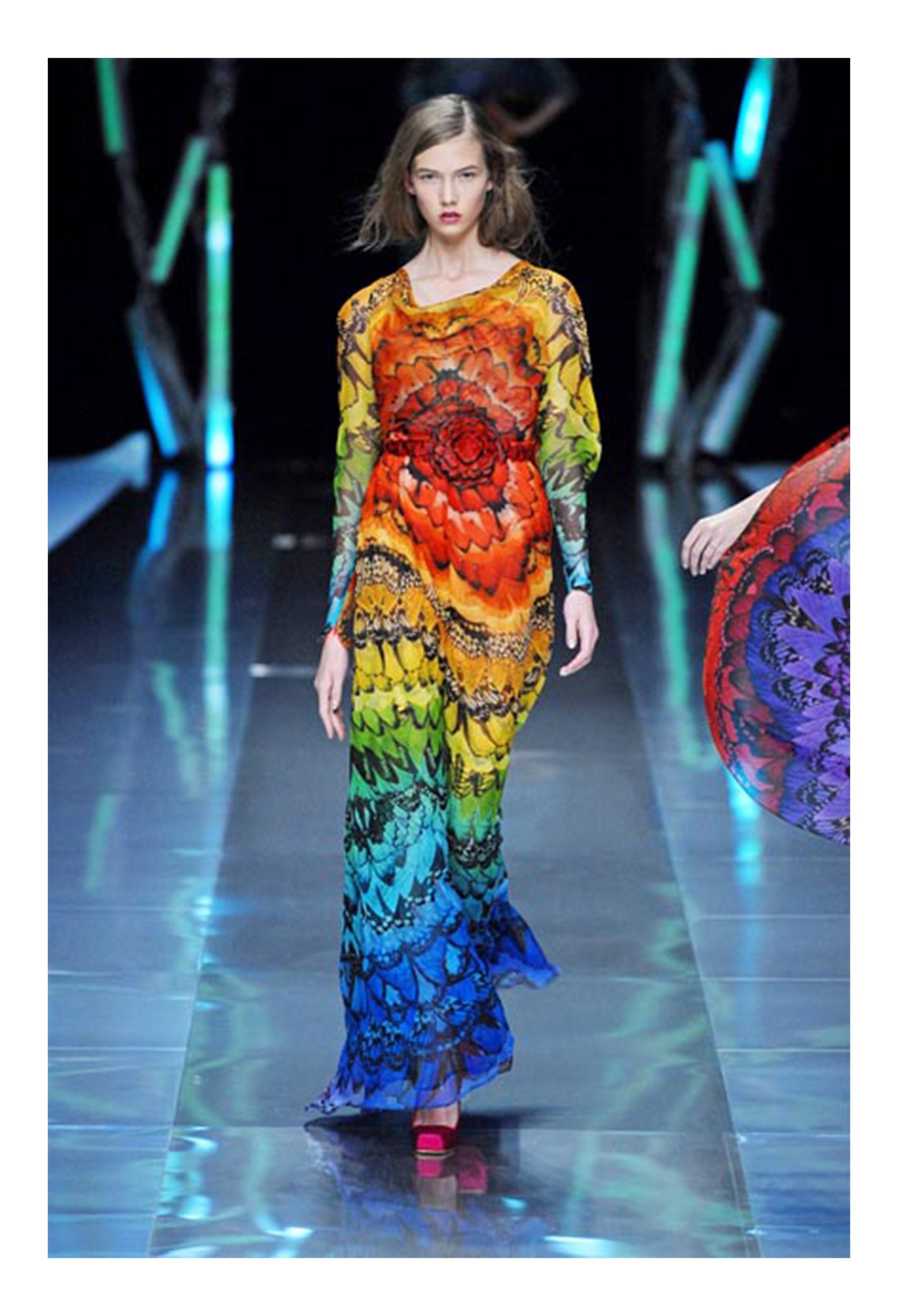 ALEXANDER MCQUEEN LA DAME BLEUE COLLECTION RAINBOW BUTTERFLY GOWN 2008