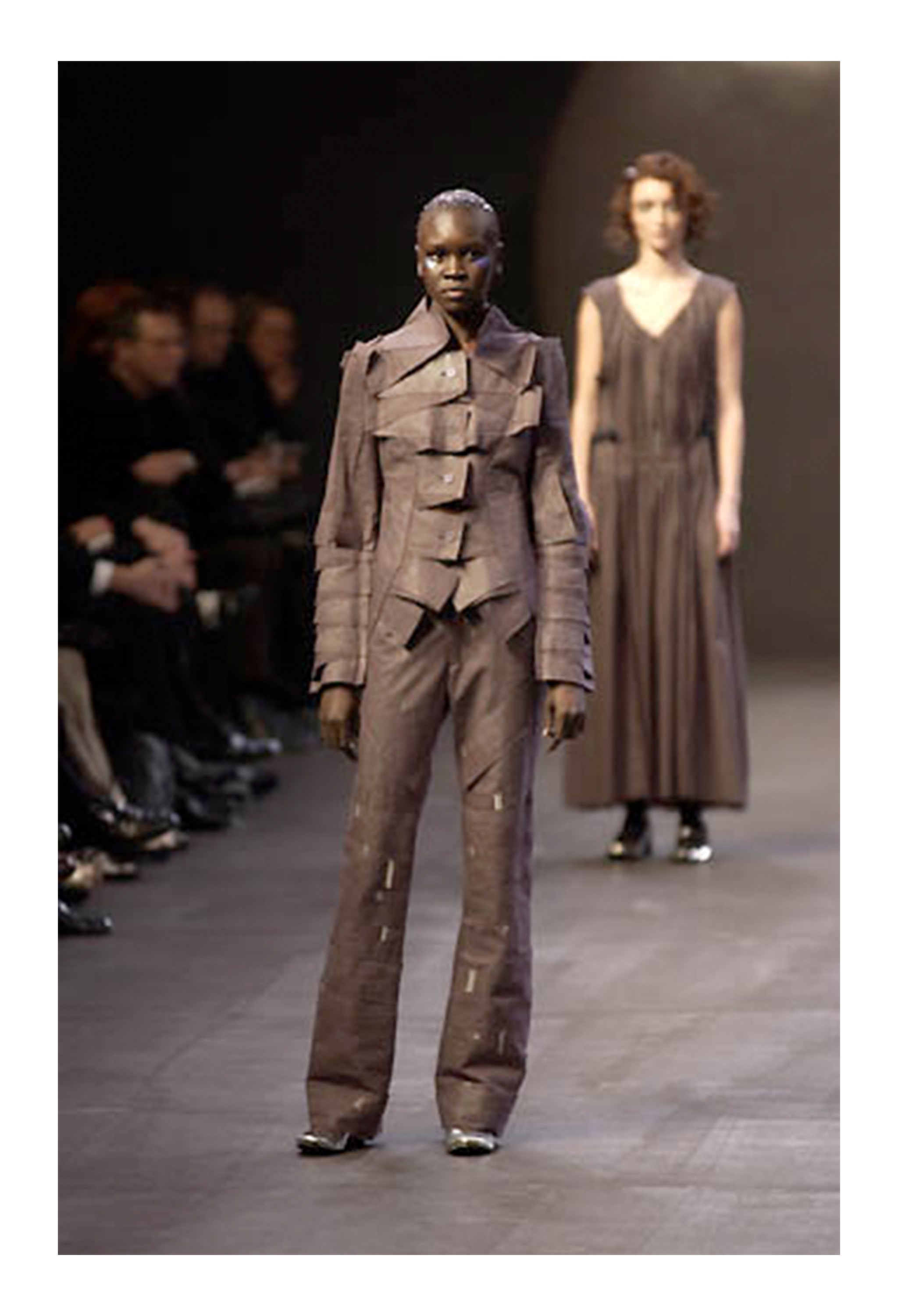 ISSEY MIYAKE GREY DECONSTRUCTED JACKET WITH CUTOUTS 2002