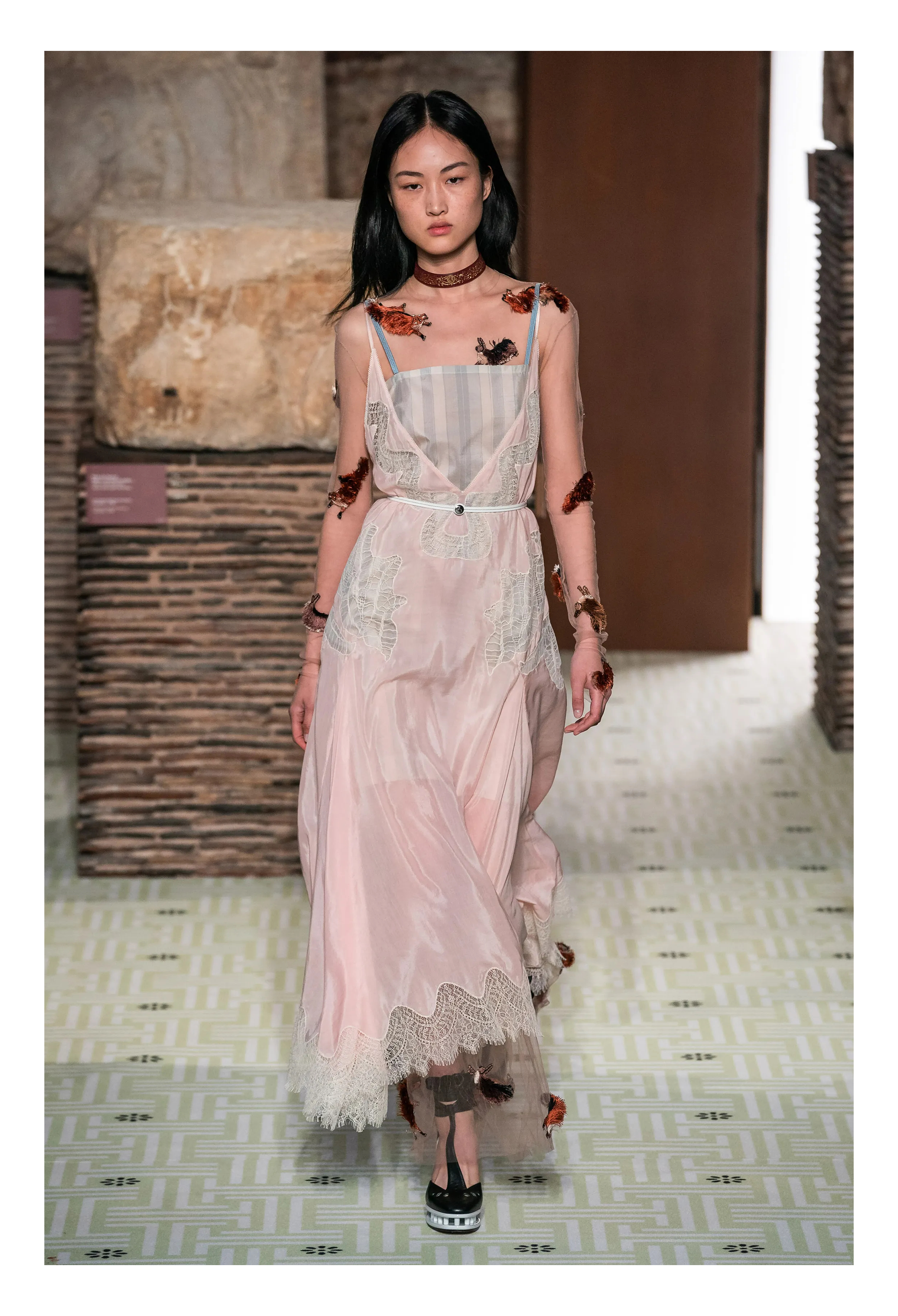 LANVIN THREE IN ONE DRESS WITH ANIMAL EMBROIDERY FW 2019