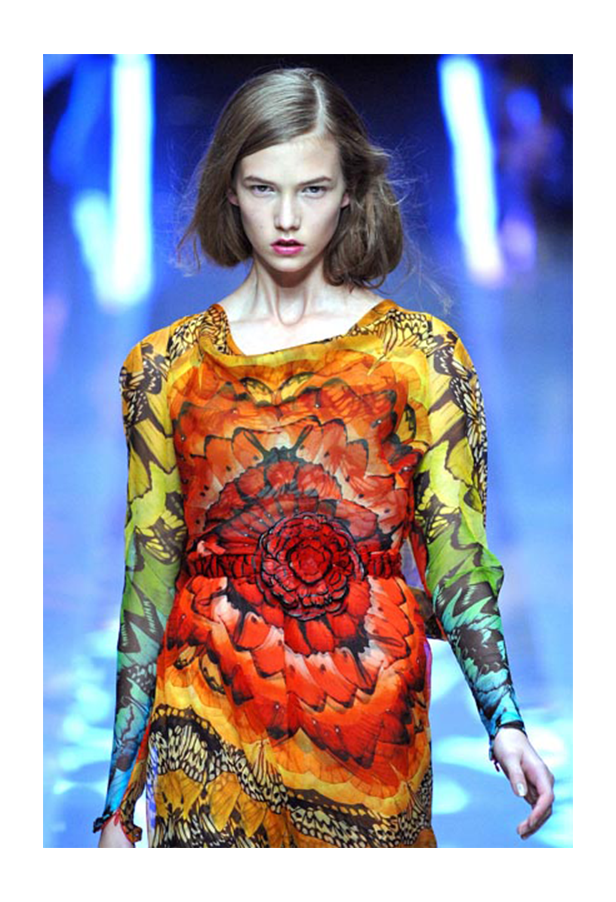 ALEXANDER MCQUEEN LA DAME BLEUE COLLECTION RAINBOW BUTTERFLY GOWN 2008