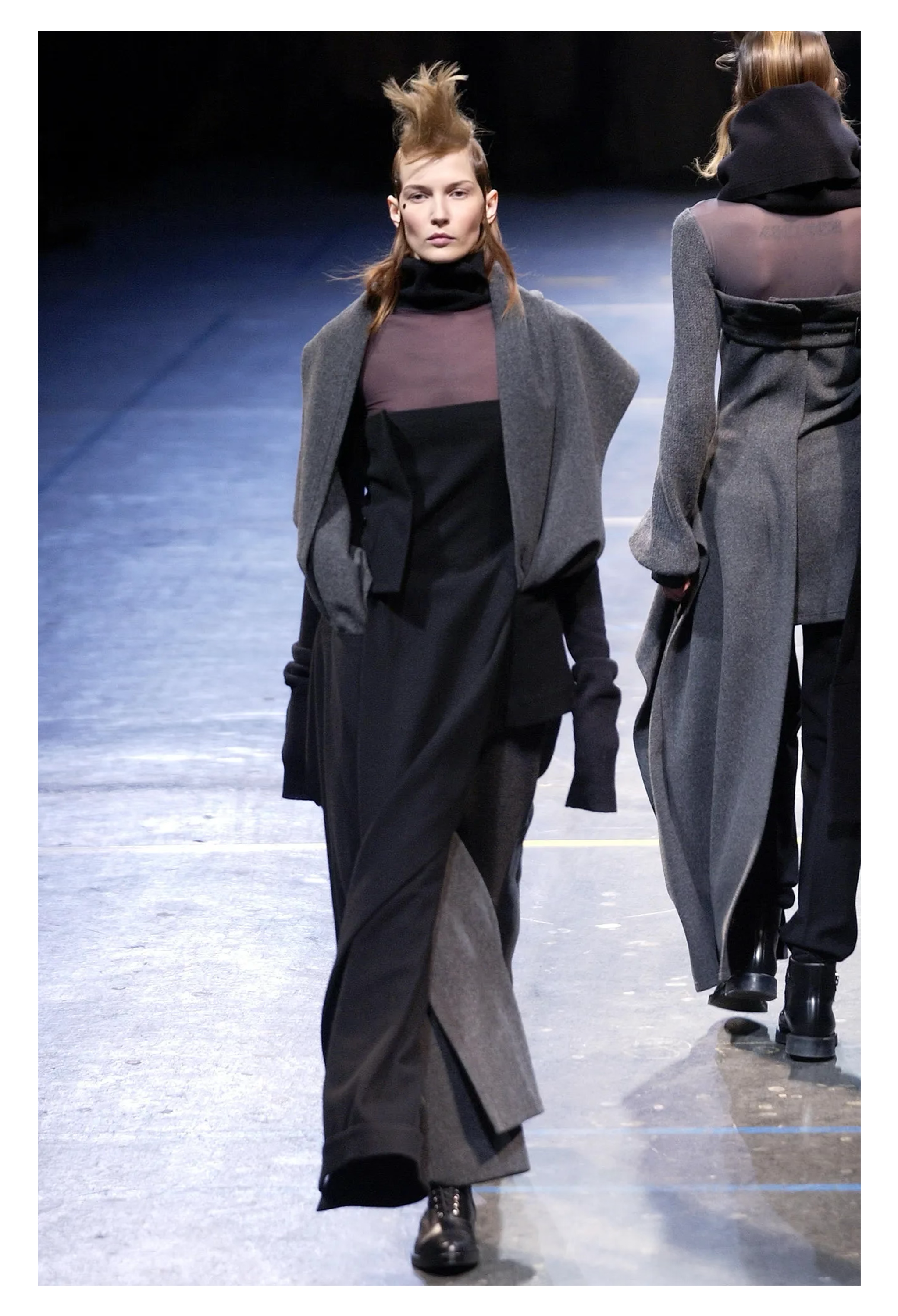 YOHJI YAMAMOTO GRAY MESH TOP & TROUSER PANTS ENSEMBLE 2004-05