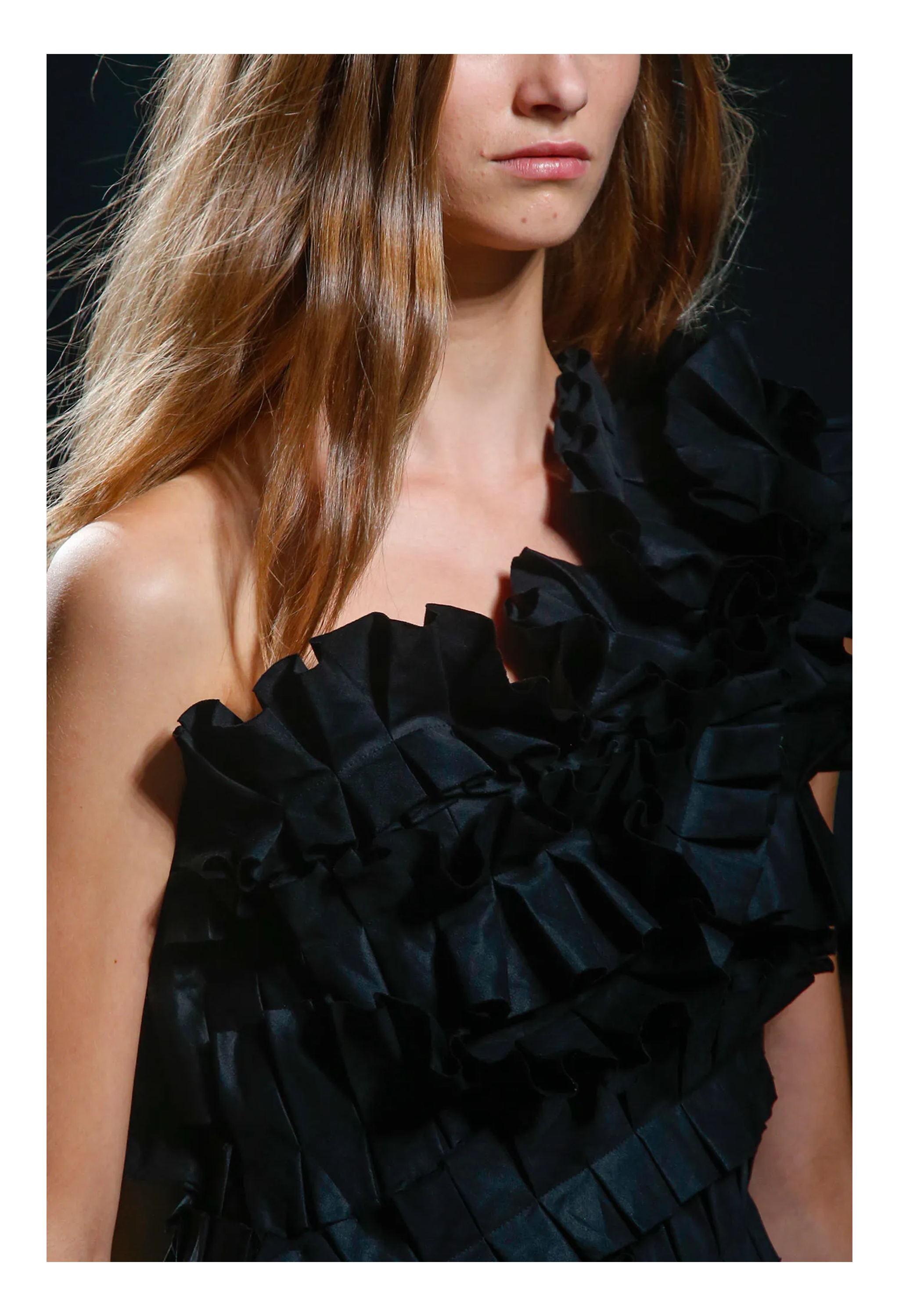 BOTTEGA VENETA BLACK PLEATED ASYMMETRICAL CORSET TOP 2014