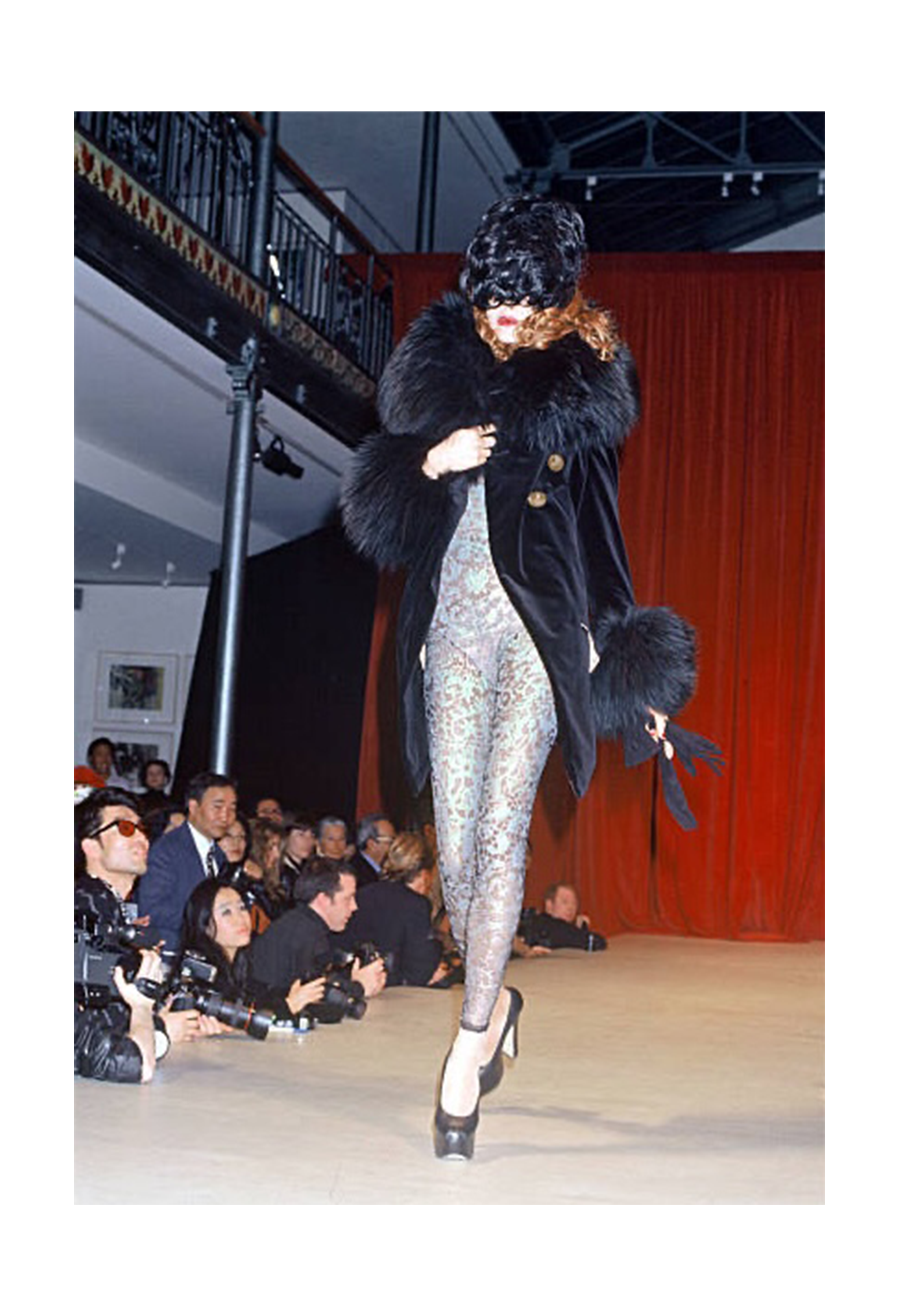 VIVIENNE WESTWOOD ICONIC RED LABEL BLACK VELVET AND FUR POODLE COAT 1990S