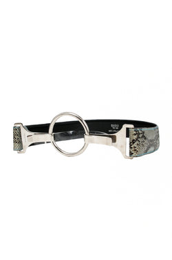 GUCCI BY TOM FORD BLUE SNAKE PRINT LEATHER BELT