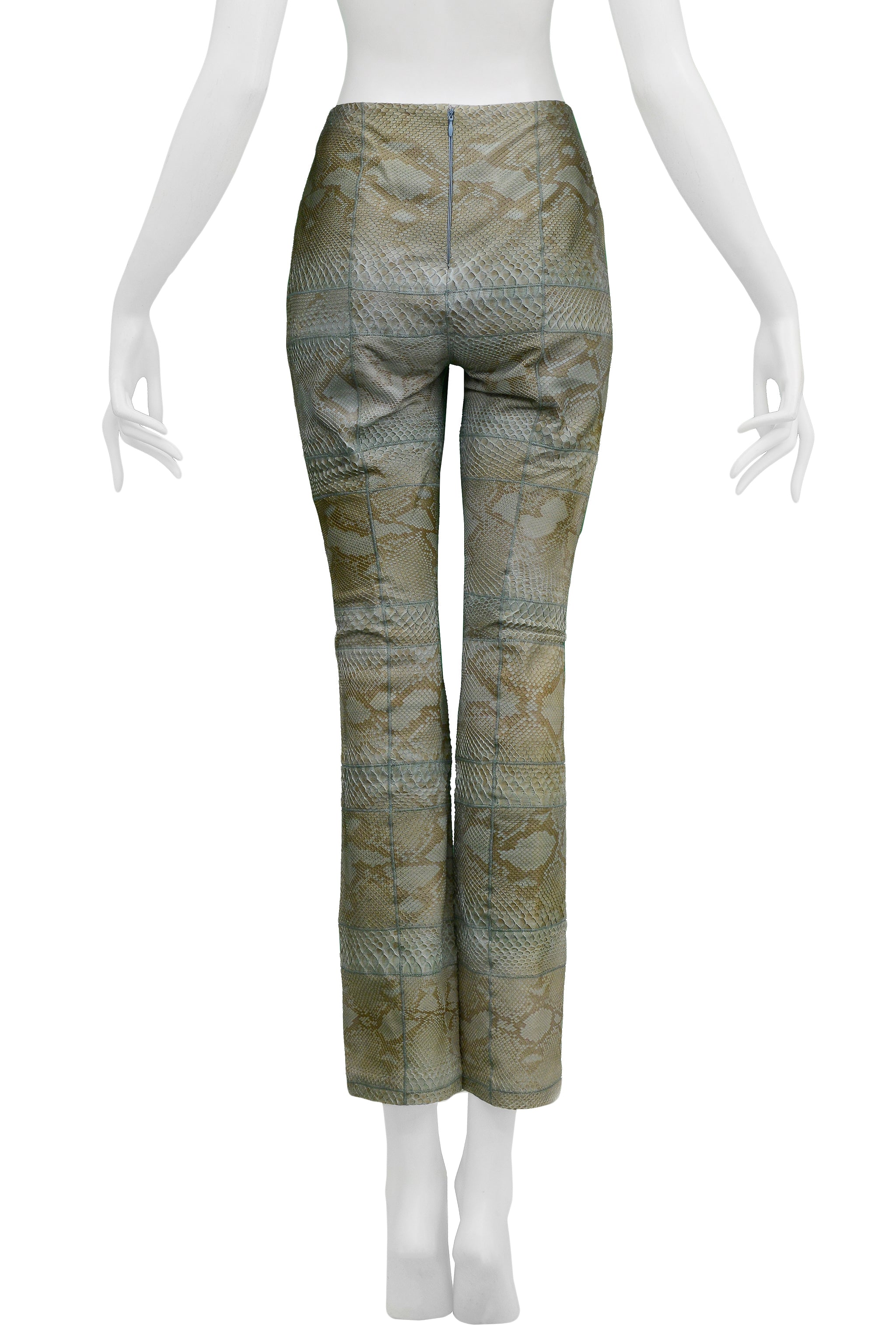 VERSACE COUTURE TURQUOISE BLUE PYTHON PANTS 1999