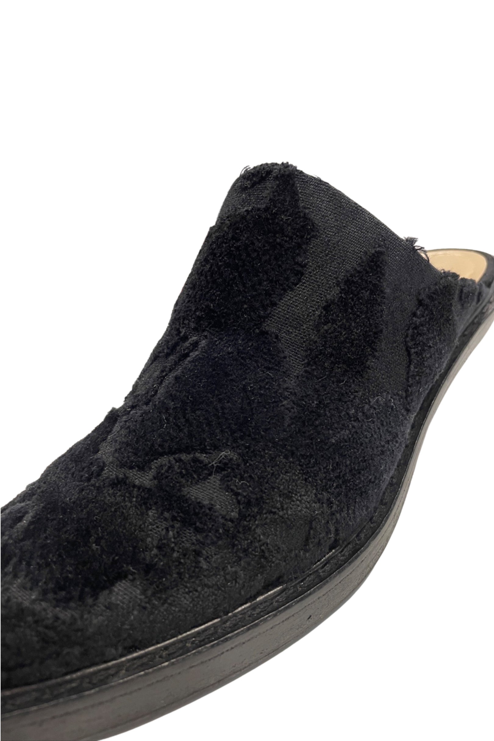 ANN DEMEULEMEESTER BLACK VELVET BURNOUT MULE SHOES