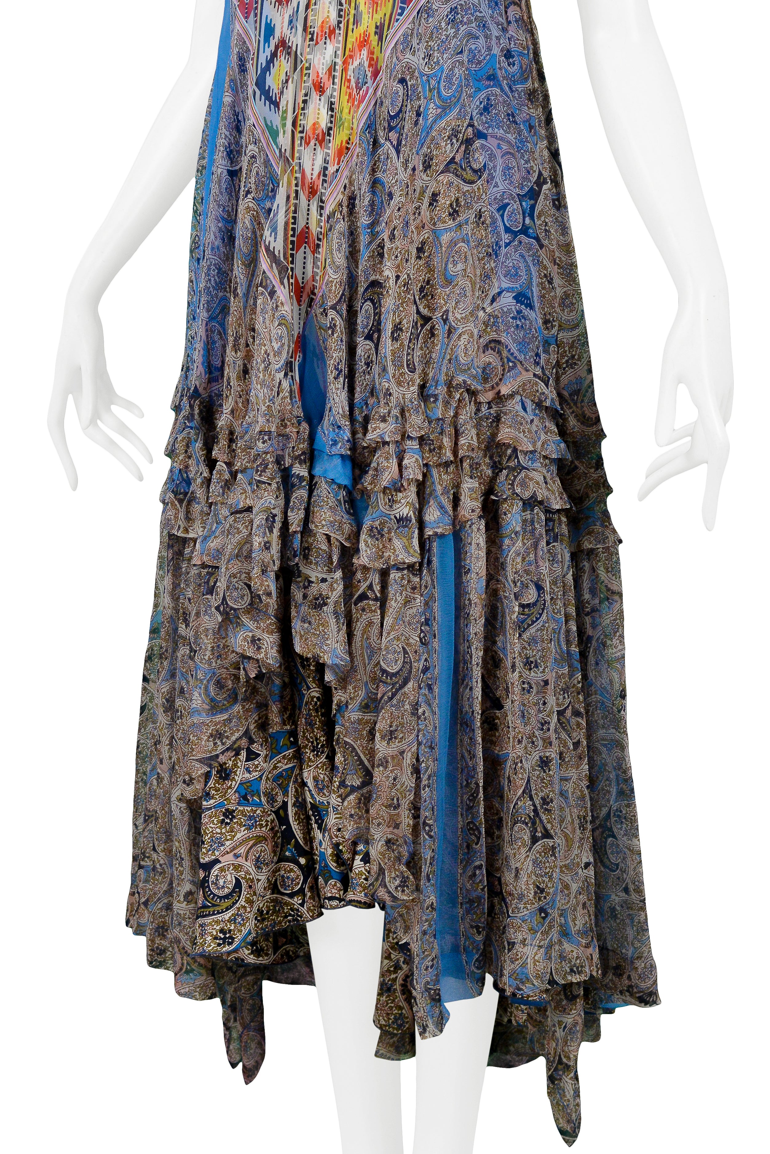 BALENCIAGA MULTICOLOR PAISLEY PEASANT DRESS 2005