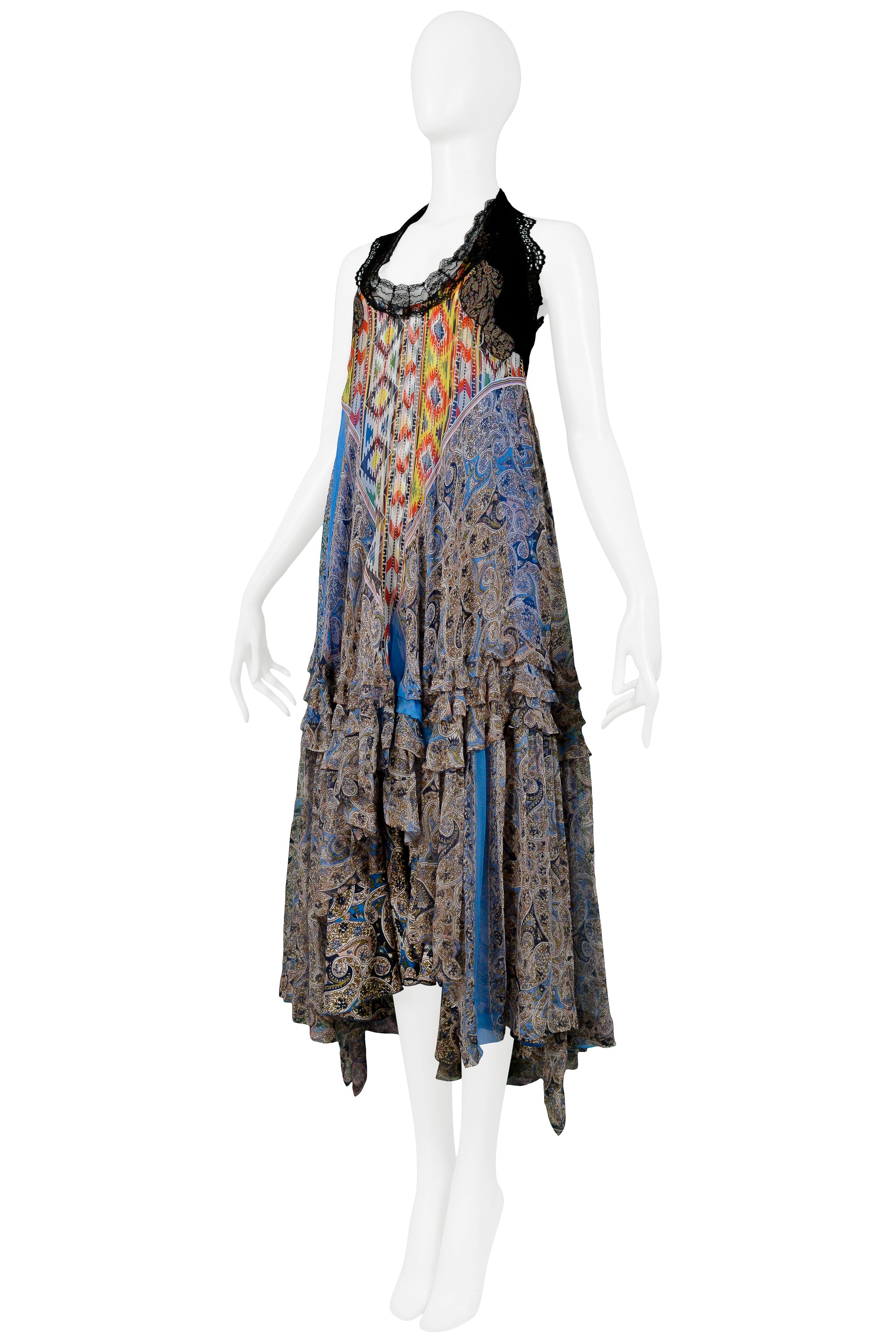 BALENCIAGA MULTICOLOR PAISLEY PEASANT DRESS 2005