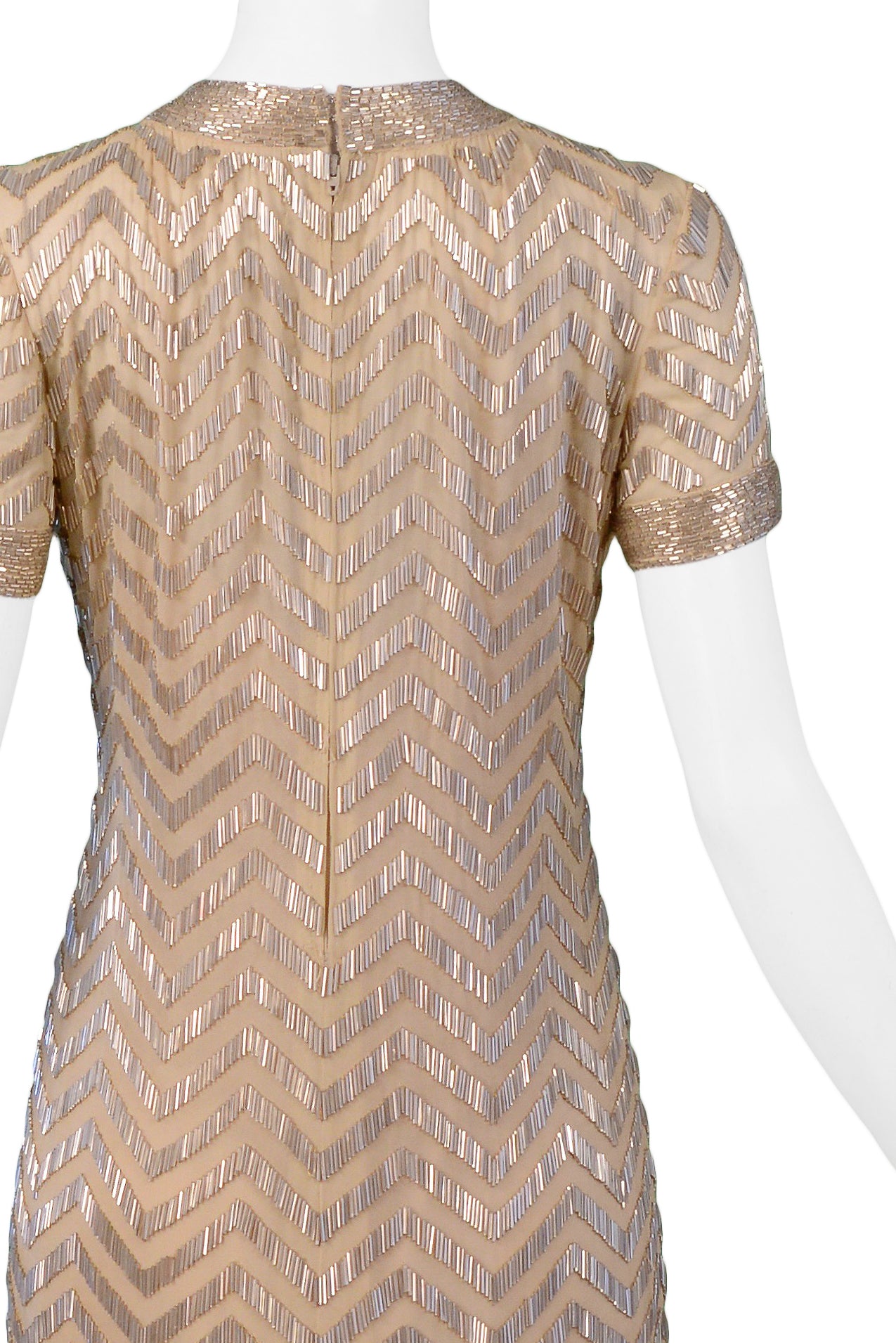 DONALD BROOKS GOLD SEQUIN CHEVRON DRESS