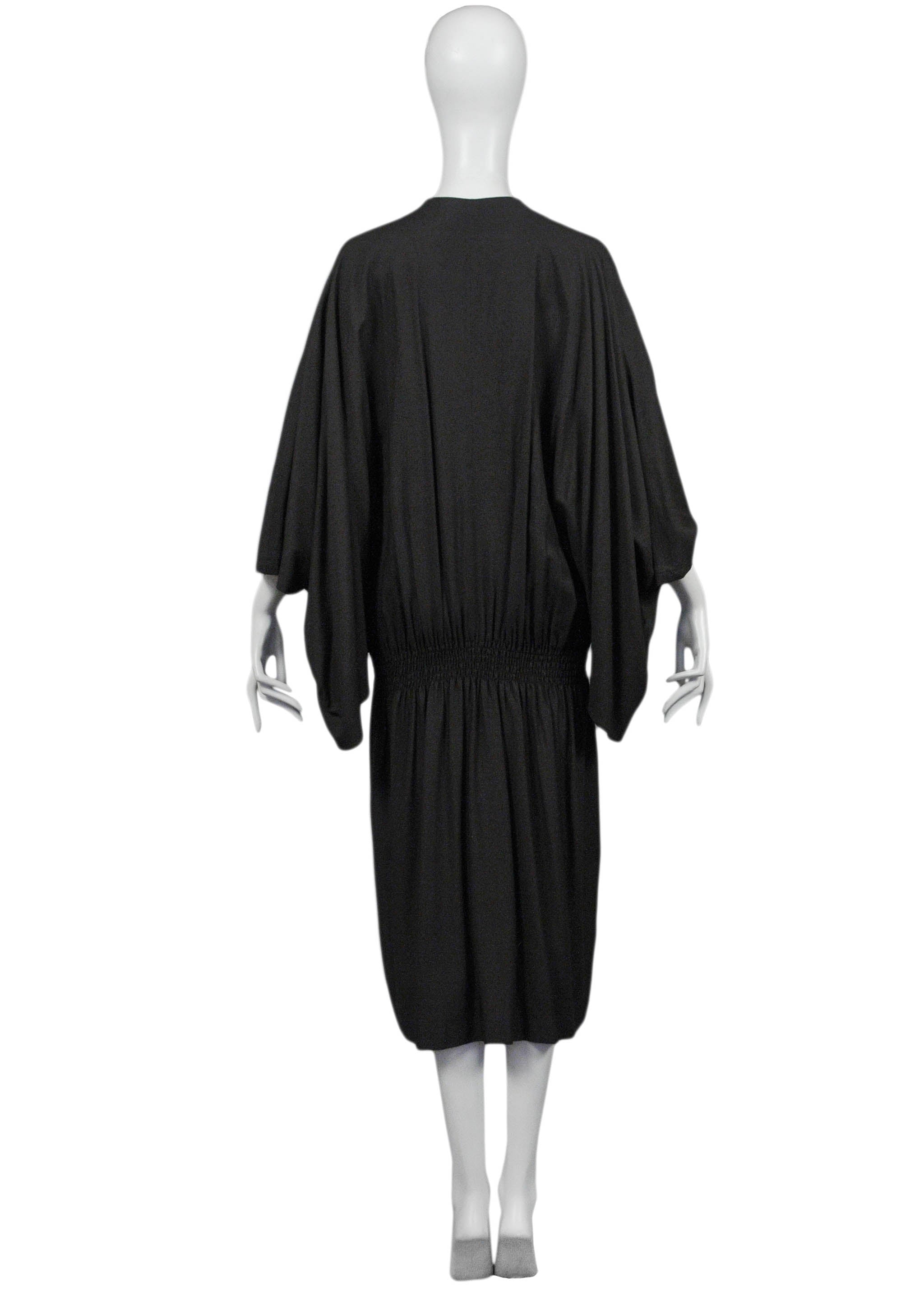 COMME DES GARCONS DARK BROWN KIMONO SLEEVE DRESS WITH ELASTIC 1982