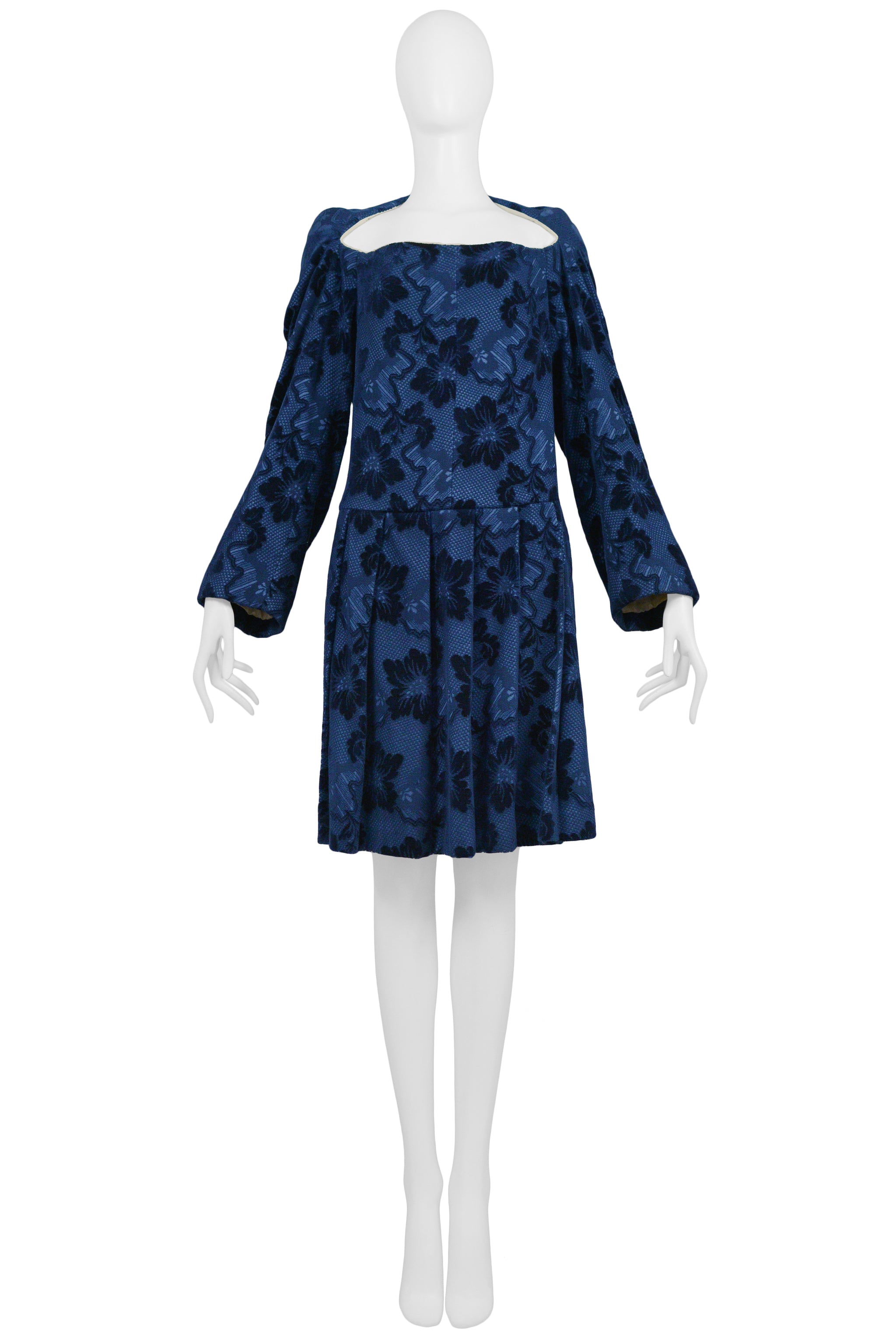 COMME DES GARCONS BLUE VELVET DEVORE FLORAL DRESS 1996