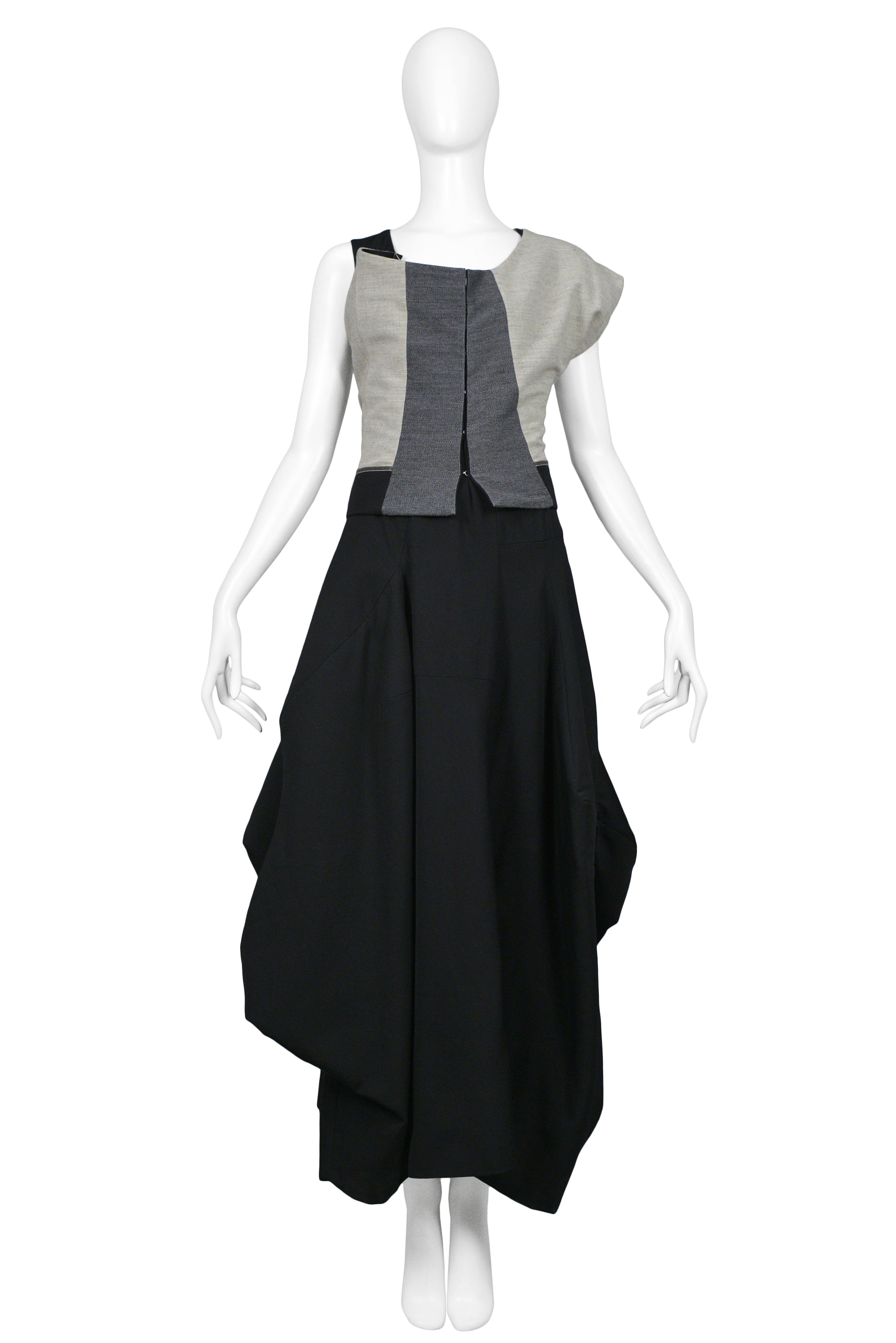 COMME DES GARCONS GREY & BLACK ASYMMETRICAL MODERNIST GOWN 1998