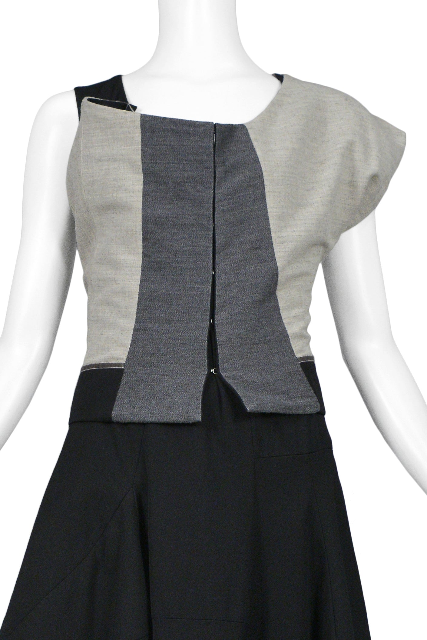 COMME DES GARCONS GREY & BLACK ASYMMETRICAL MODERNIST GOWN 1998