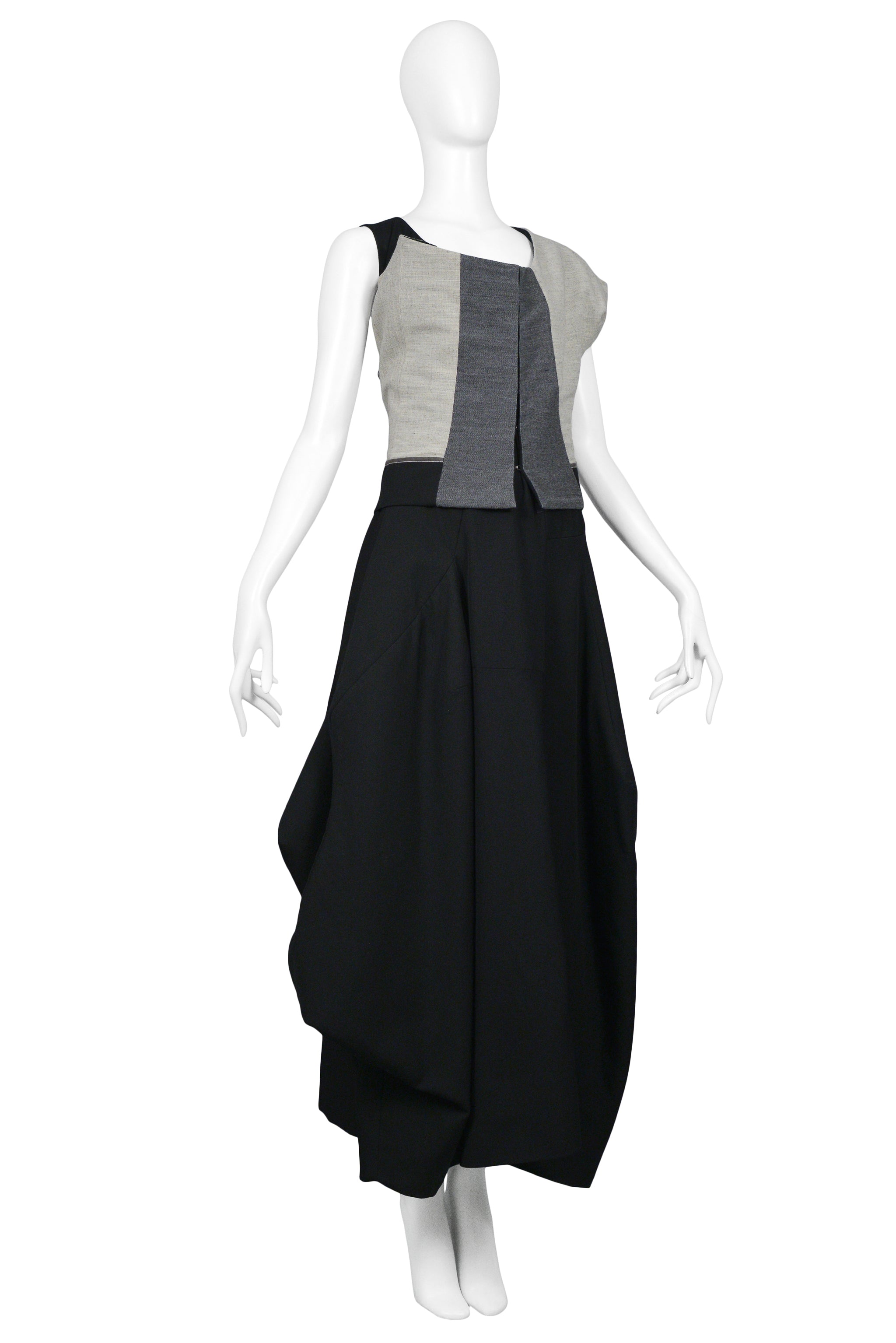 COMME DES GARCONS GREY & BLACK ASYMMETRICAL MODERNIST GOWN 1998