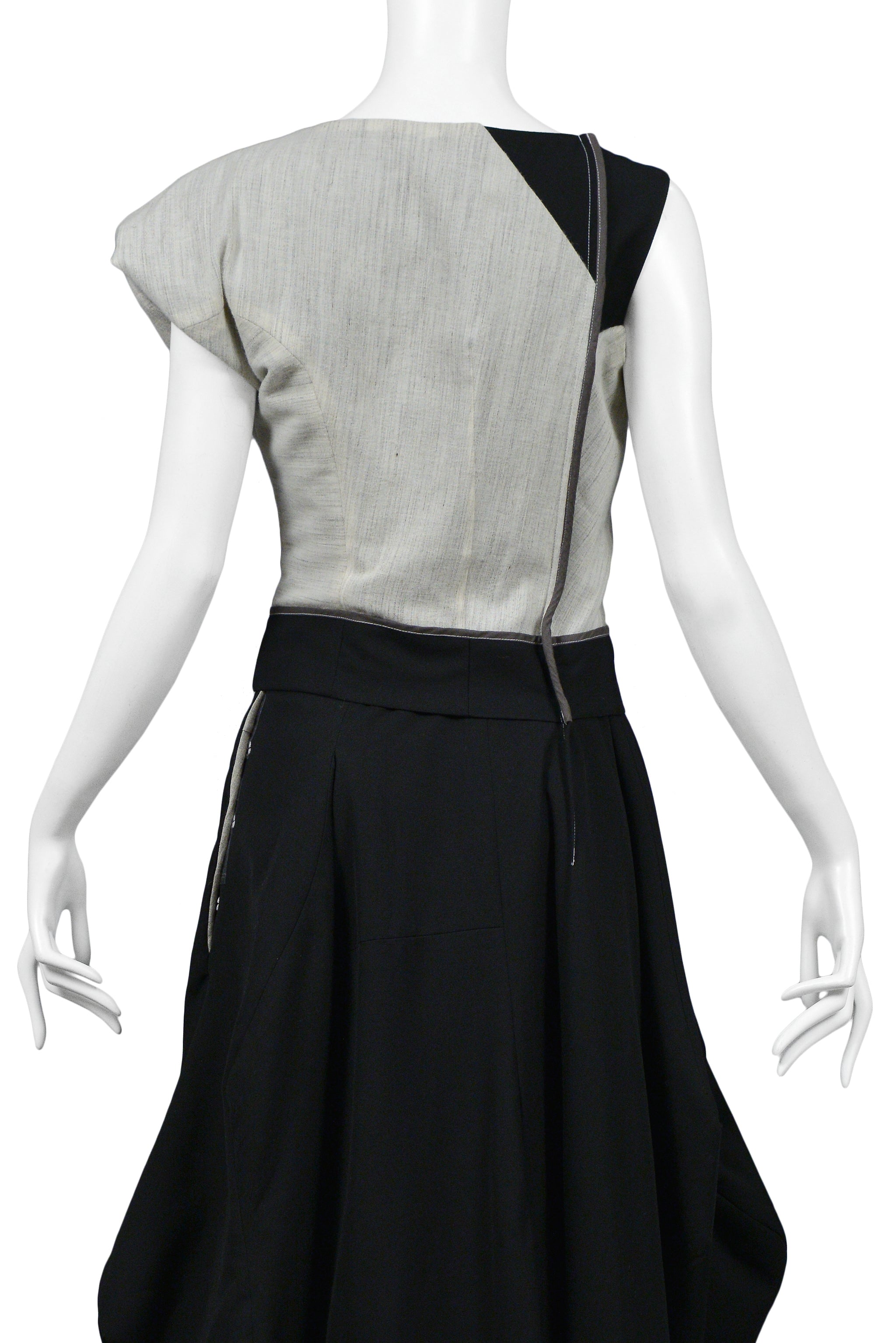 COMME DES GARCONS GREY & BLACK ASYMMETRICAL MODERNIST GOWN 1998