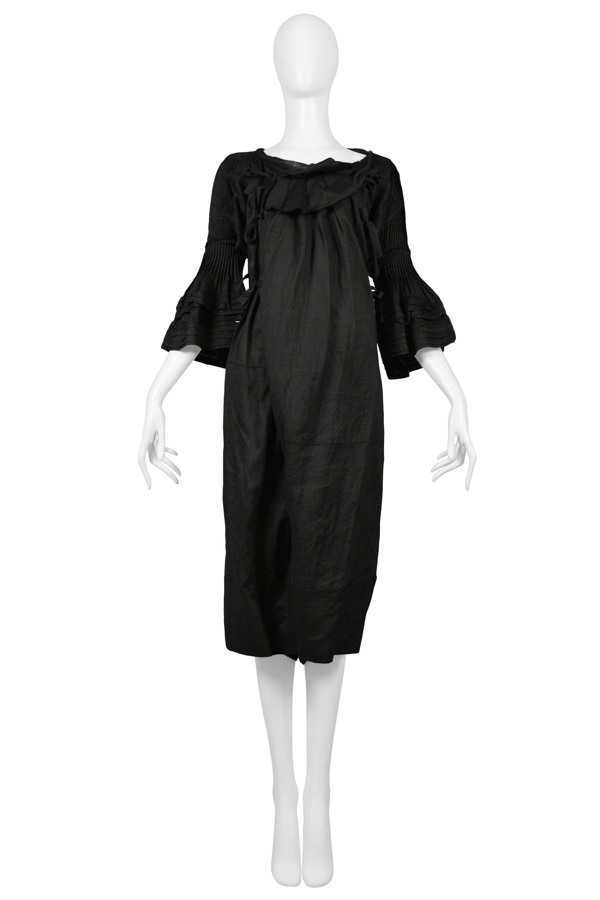 TAO BY COMME DES GARCONS BLACK LINEN PLEATED JUMPSUIT 2007