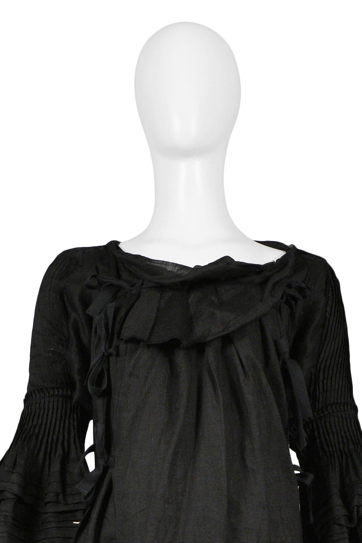 TAO BY COMME DES GARCONS BLACK LINEN PLEATED JUMPSUIT 2007