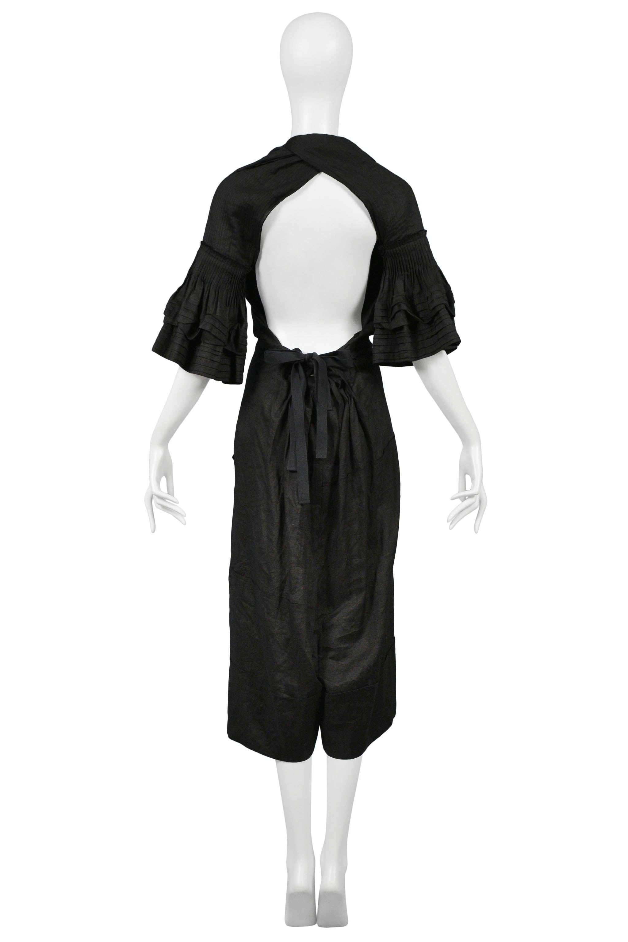 TAO BY COMME DES GARCONS BLACK LINEN PLEATED JUMPSUIT 2007