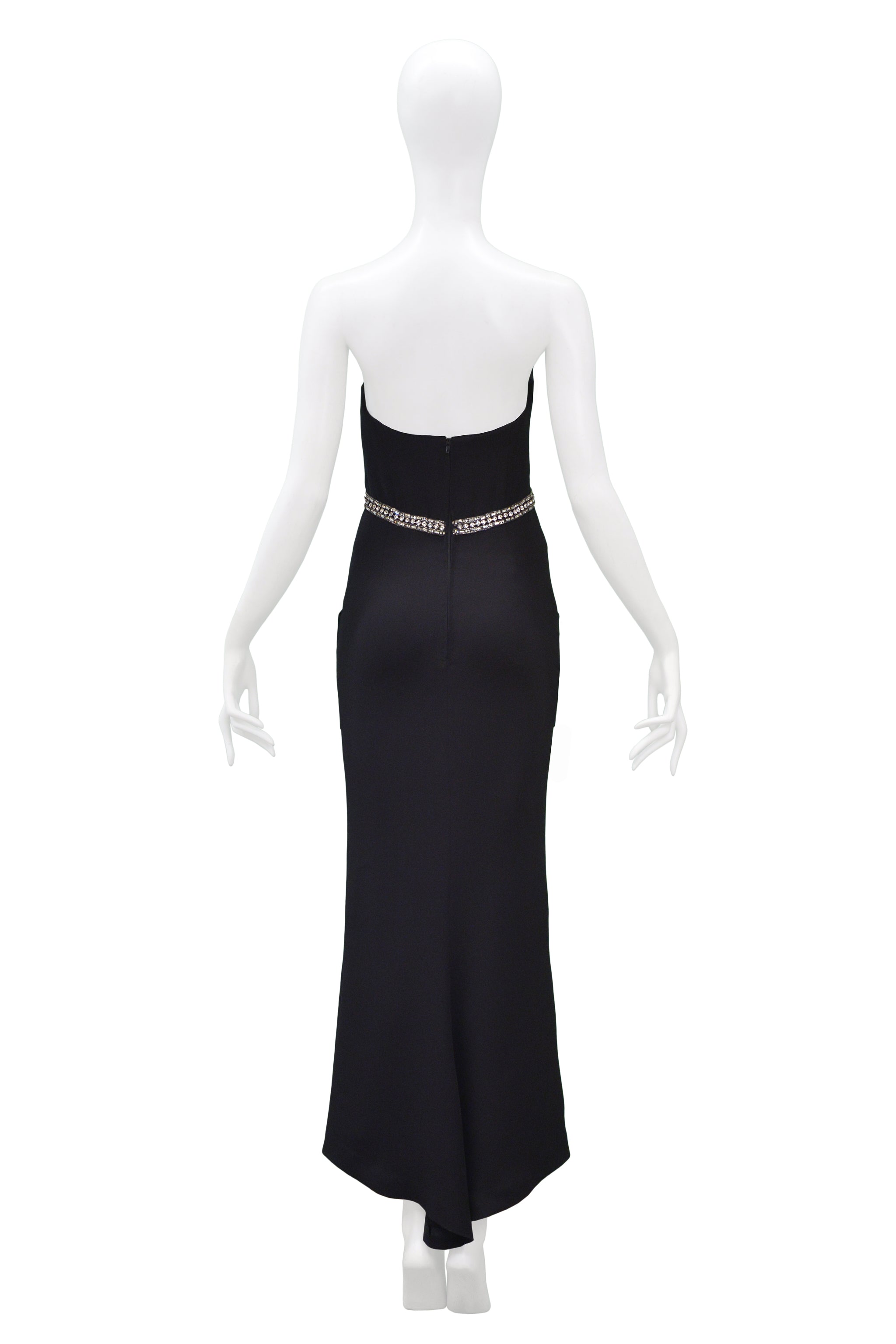 CHANEL BLACK CORSET EVENING GOWN WITH RHINESTONES 1997