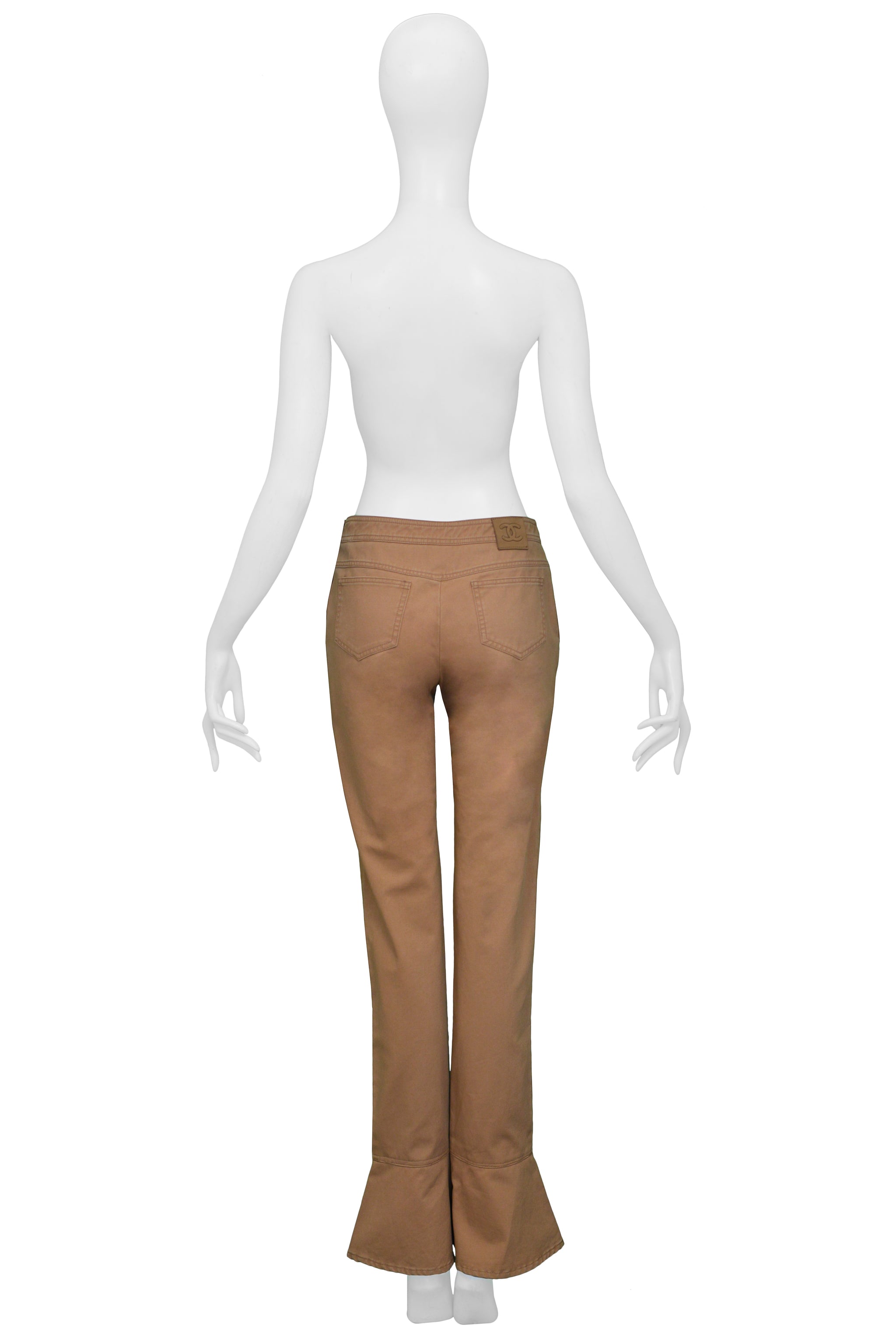 CHANEL KHAKI FLARED COTTON PANTS