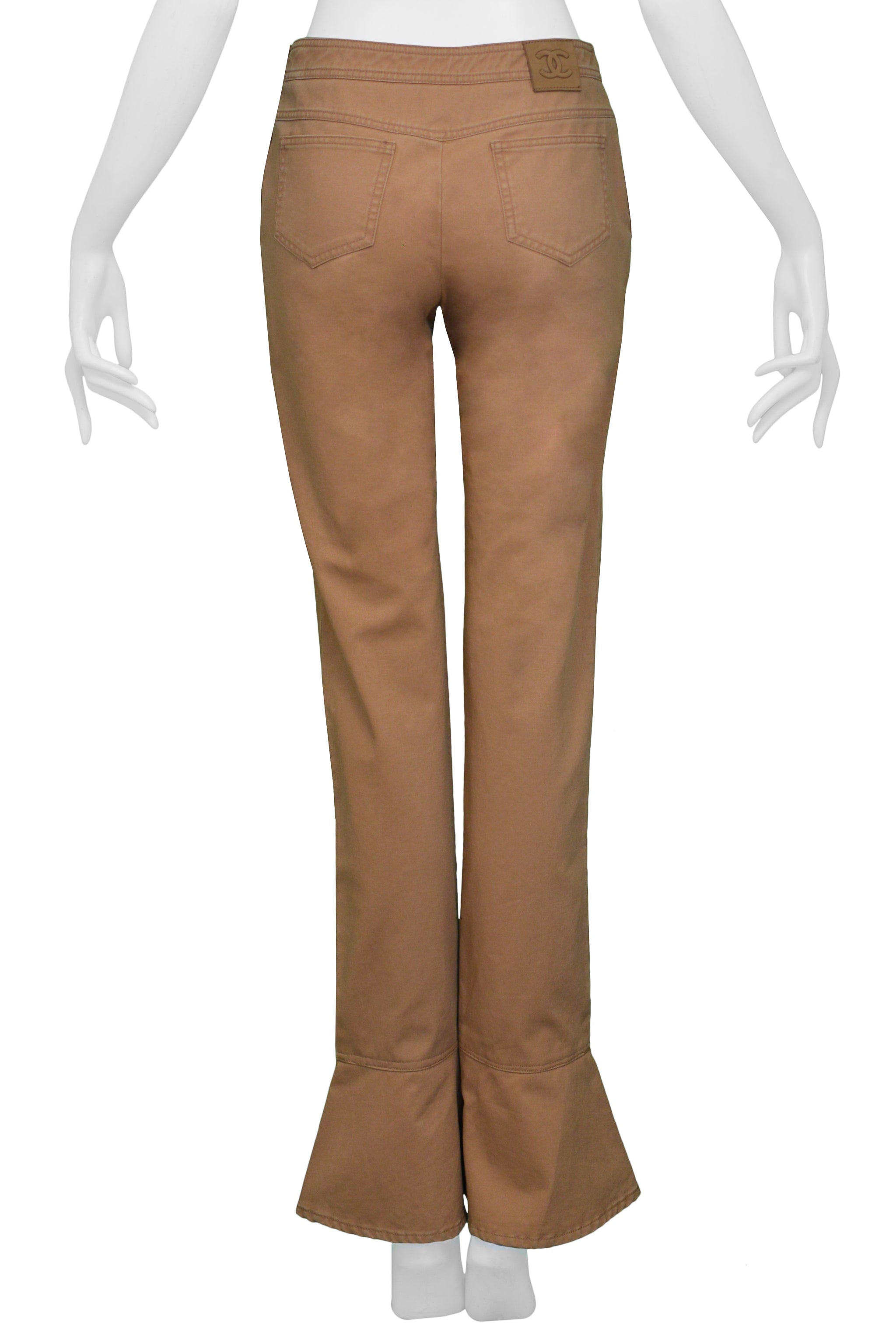 CHANEL KHAKI FLARED COTTON PANTS