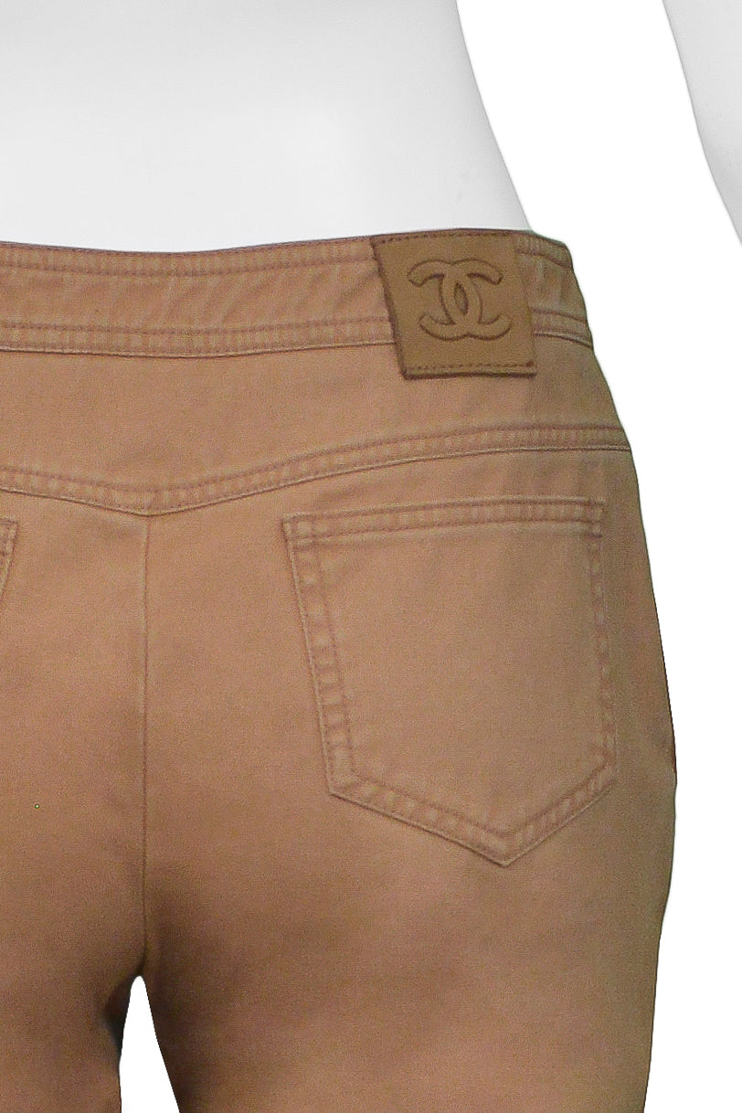 CHANEL KHAKI FLARED COTTON PANTS