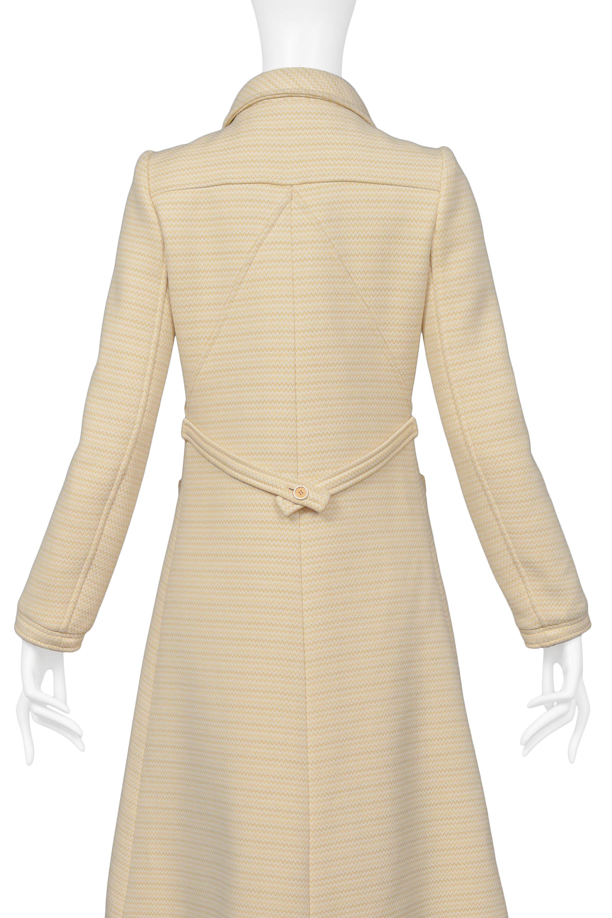 COURREGES OFF WHITE AND BROWN ZIG ZAG COAT