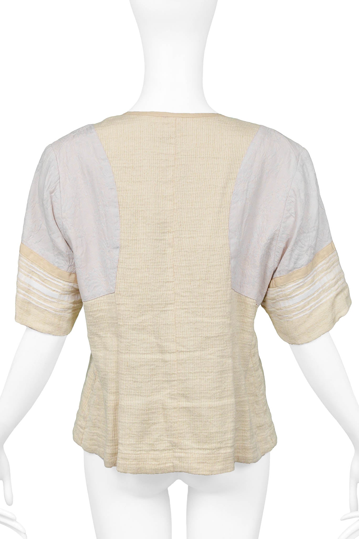 DRIES VAN NOTEN IVORY BUTTON FRONT SHORT SLEEVE TOP