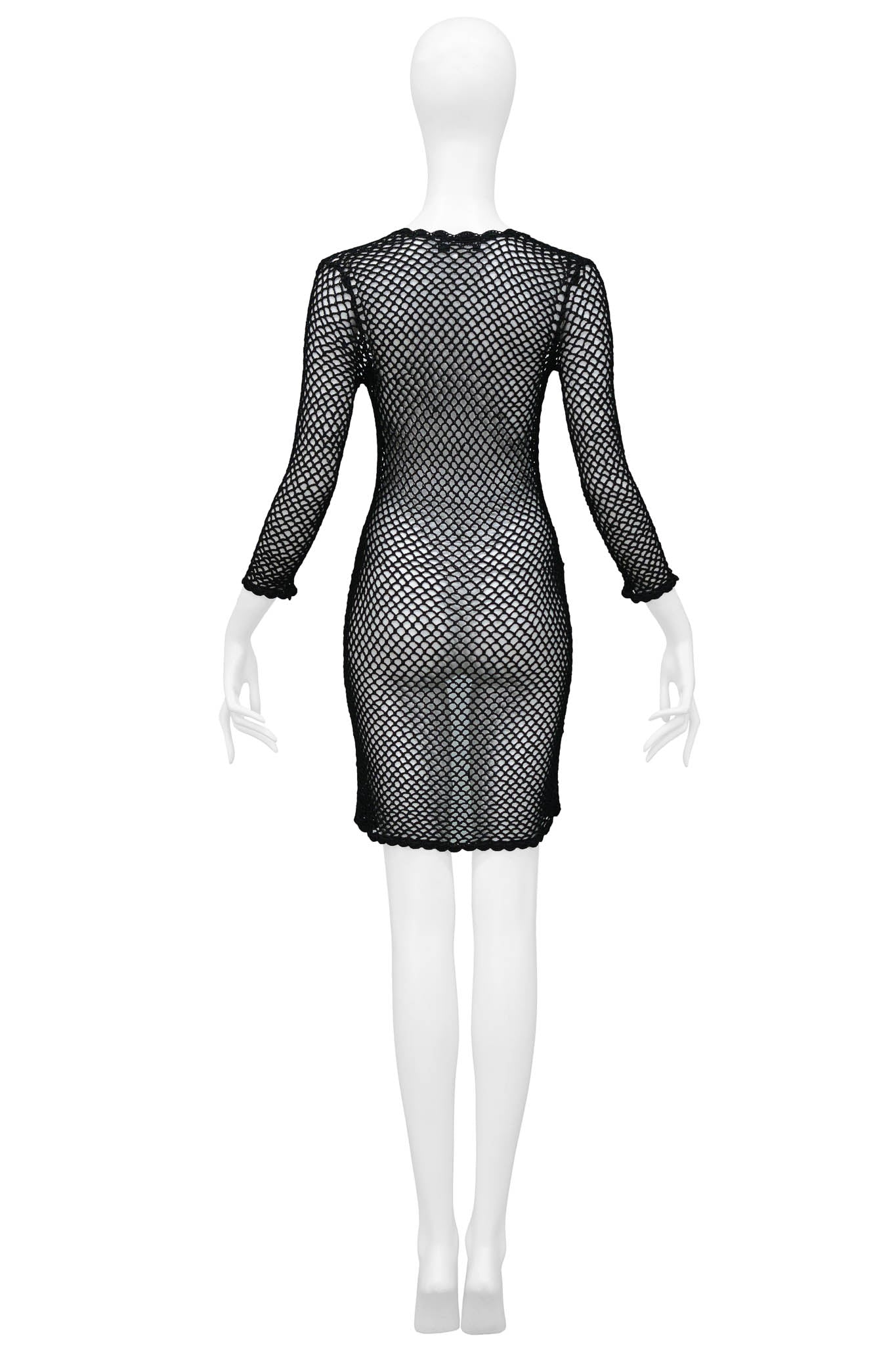 DOLCE & GABBANA BLACK CROCHET FISHNET CARDIGAN DRESS 1990S