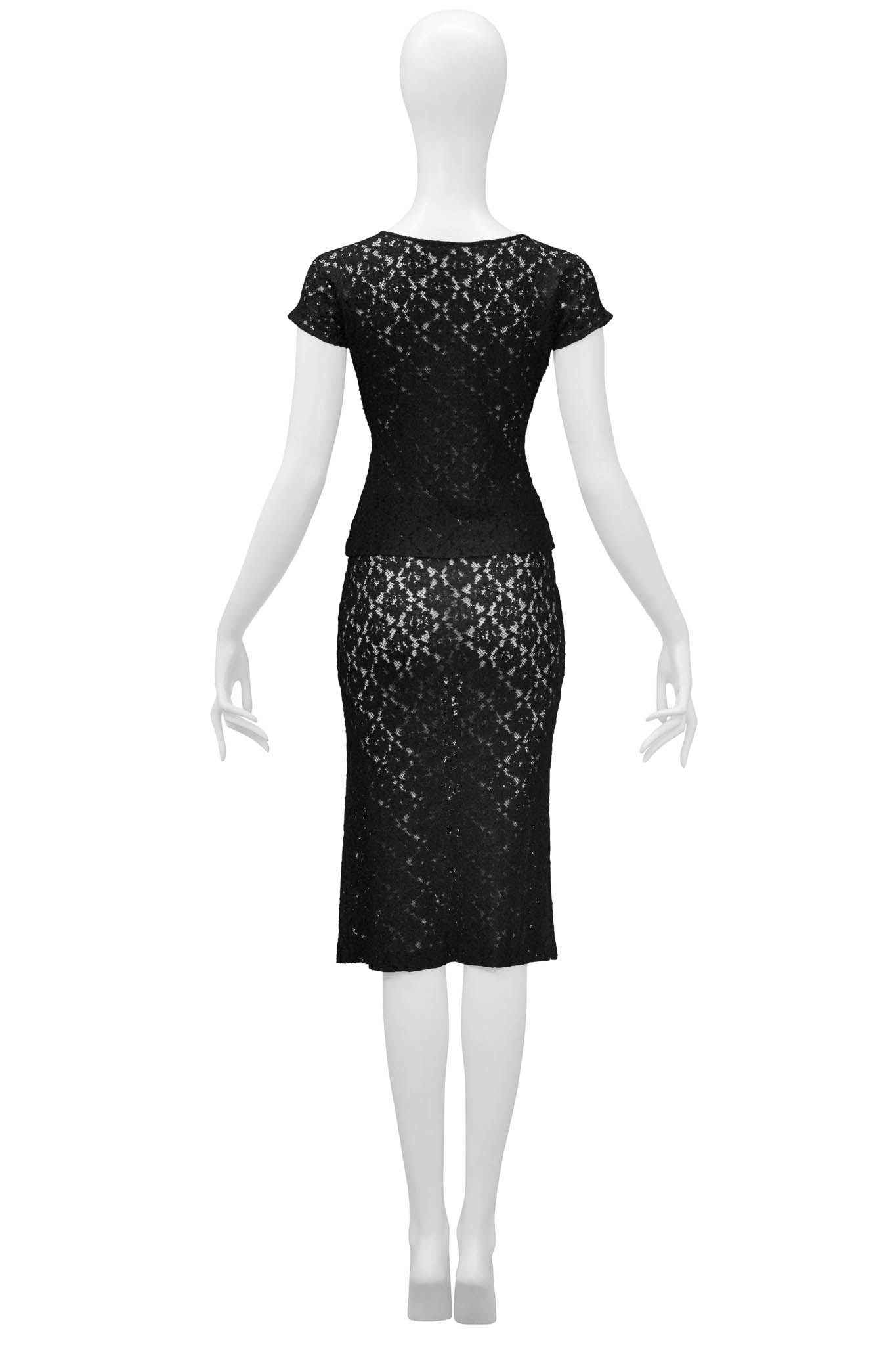 DOLCE & GABBANA BLACK LACE TOP AND SKIRT ENSEMBLE