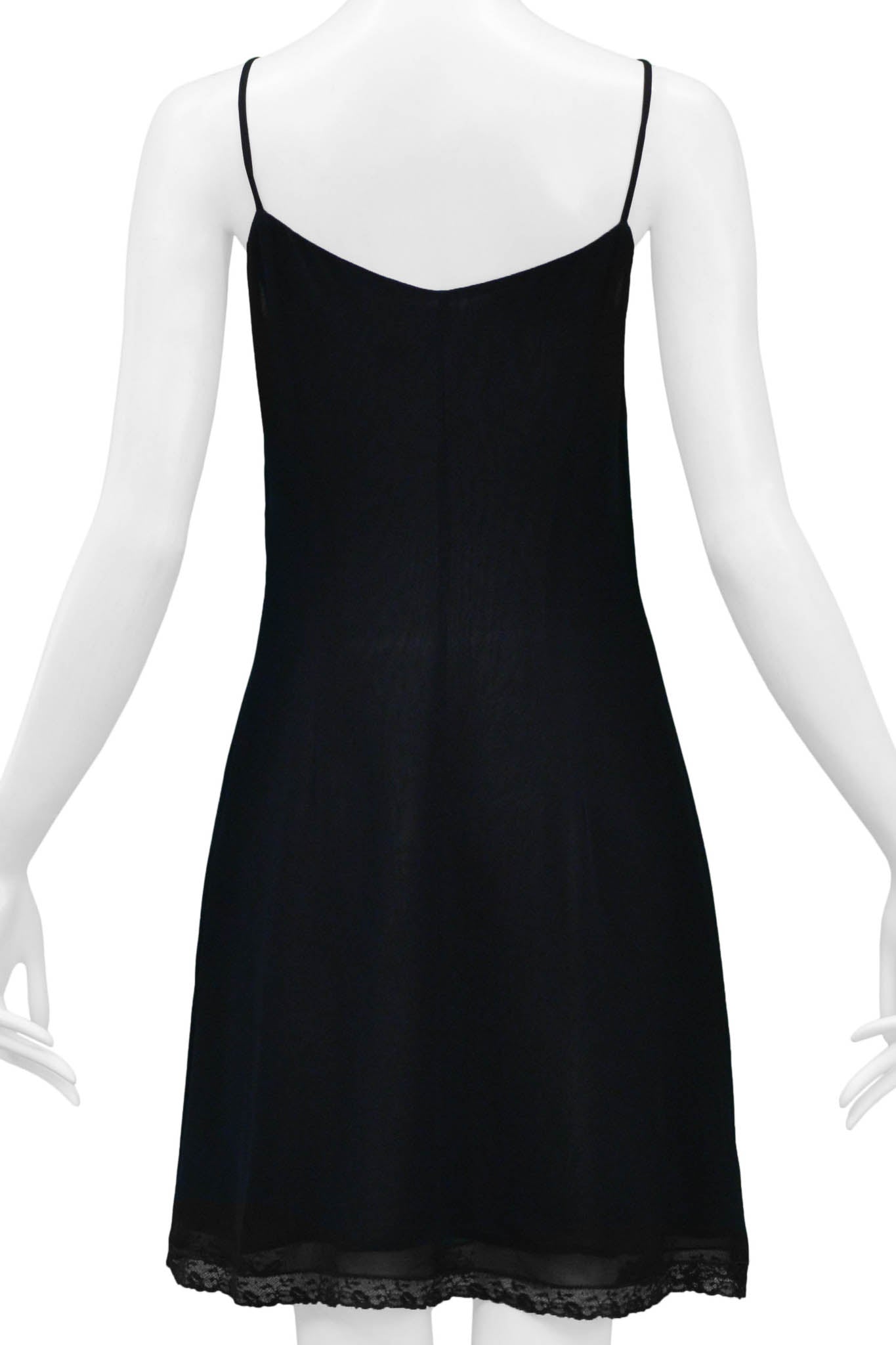 DOLCE & GABBANA BLACK SLIP DRESS WITH LACE TRIM