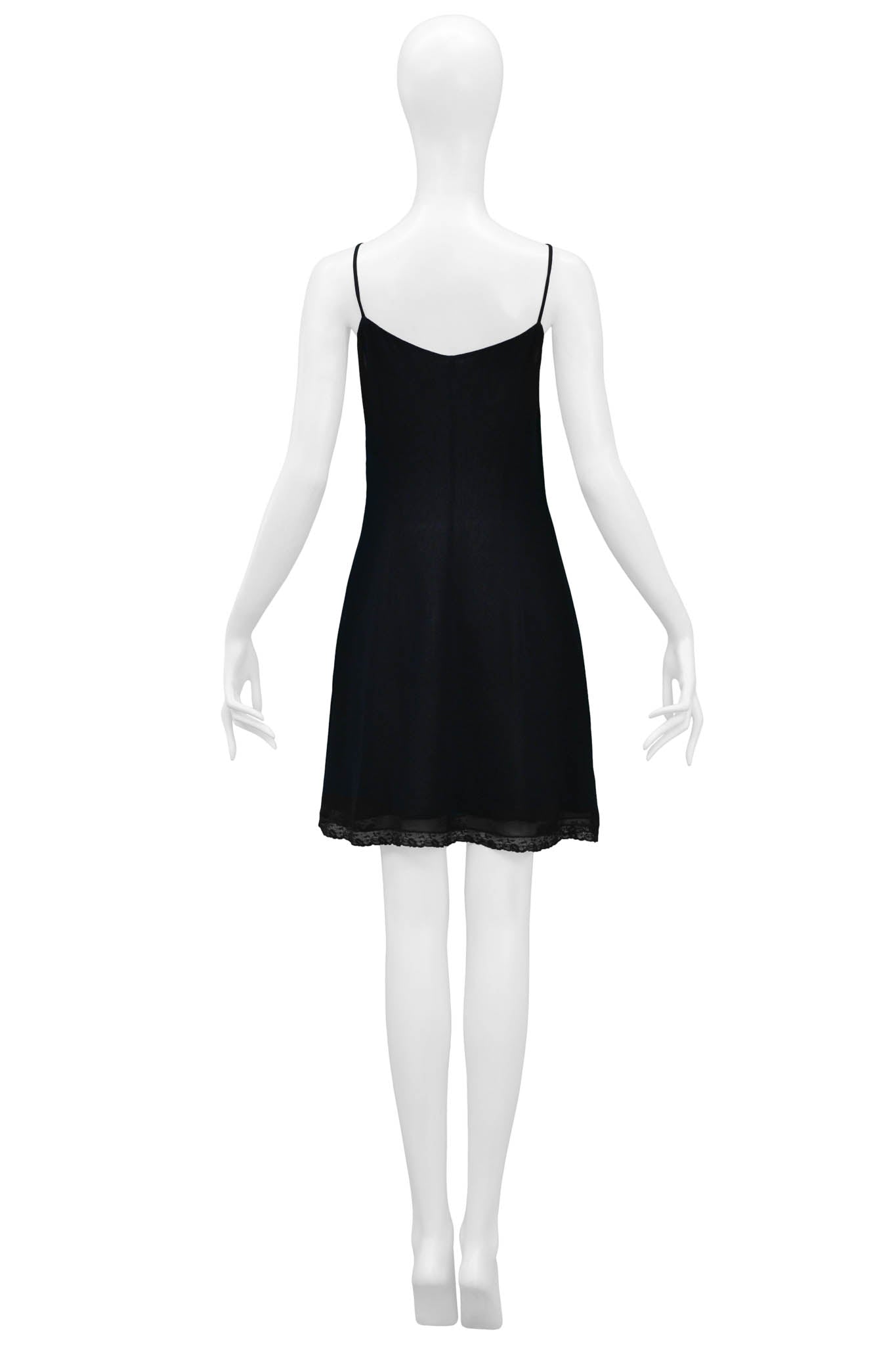 DOLCE & GABBANA BLACK SLIP DRESS WITH LACE TRIM