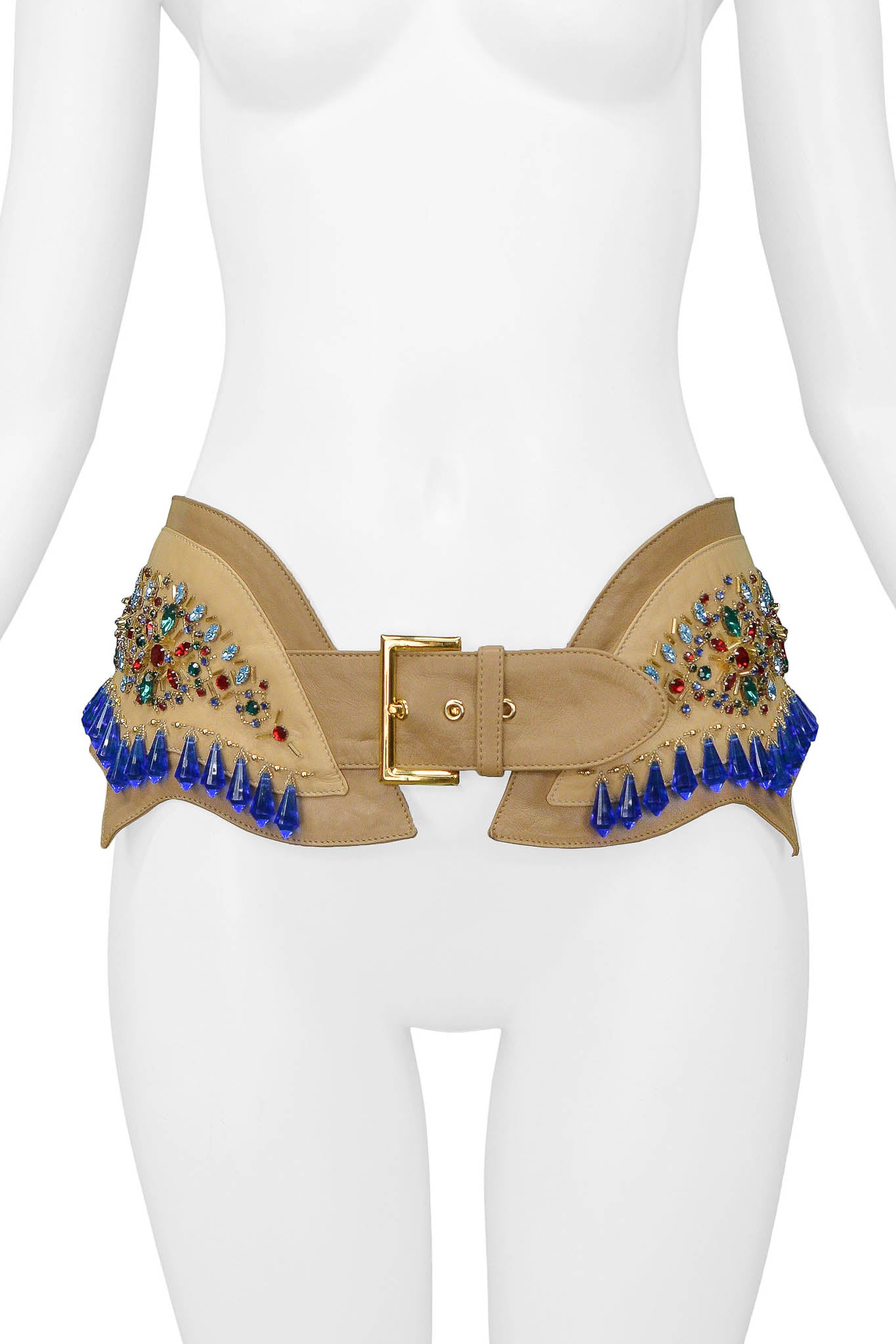 DOLCE & GABBANA CRYSTAL LEATHER BELT