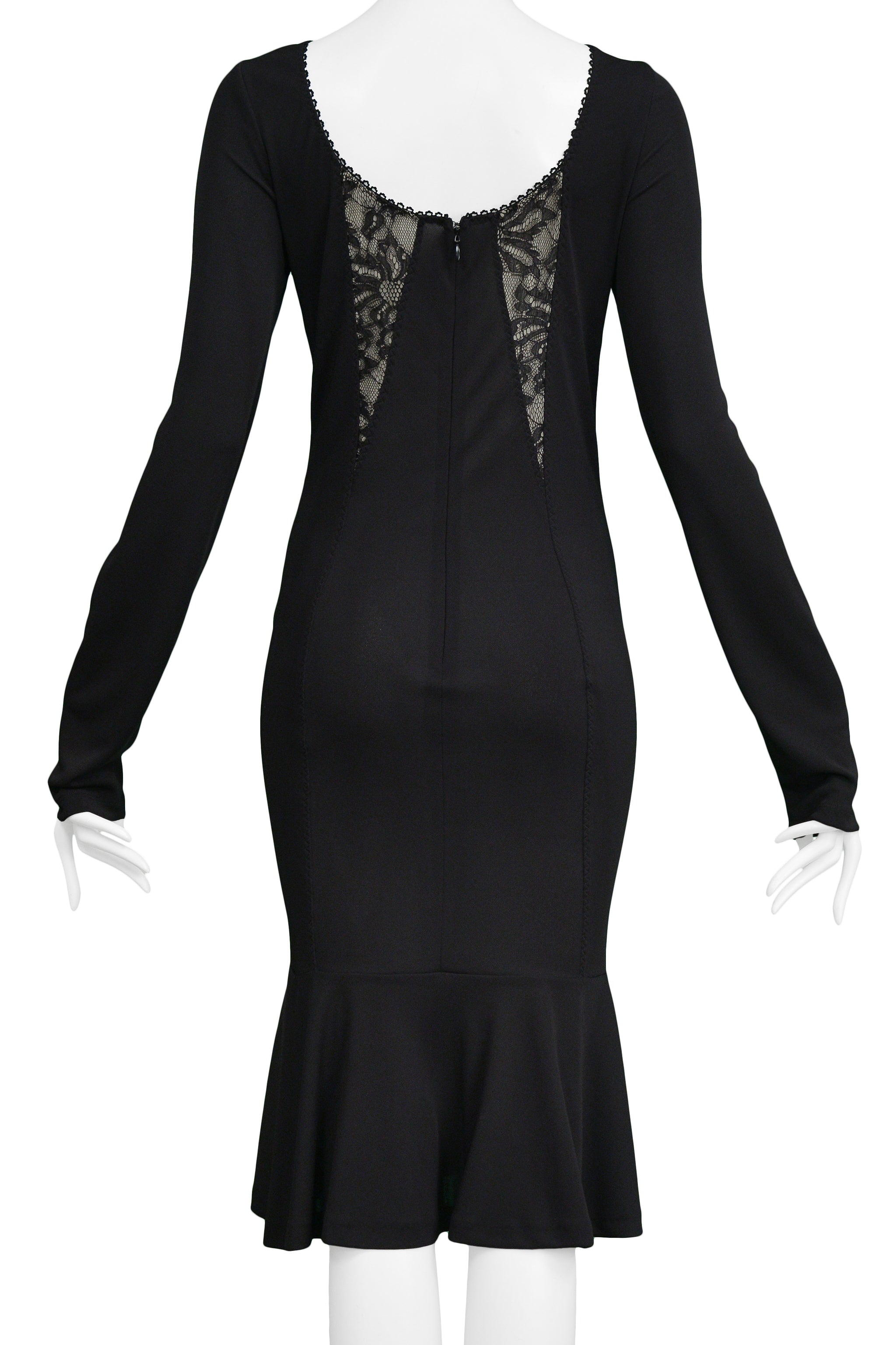 DOLCE D&G BLACK LACE PANEL BODY CON DRESS