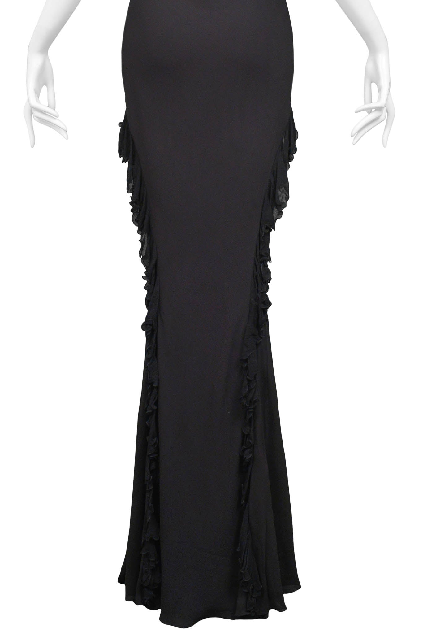JOHN GALLIANO BLACK RUFFLE GOWN