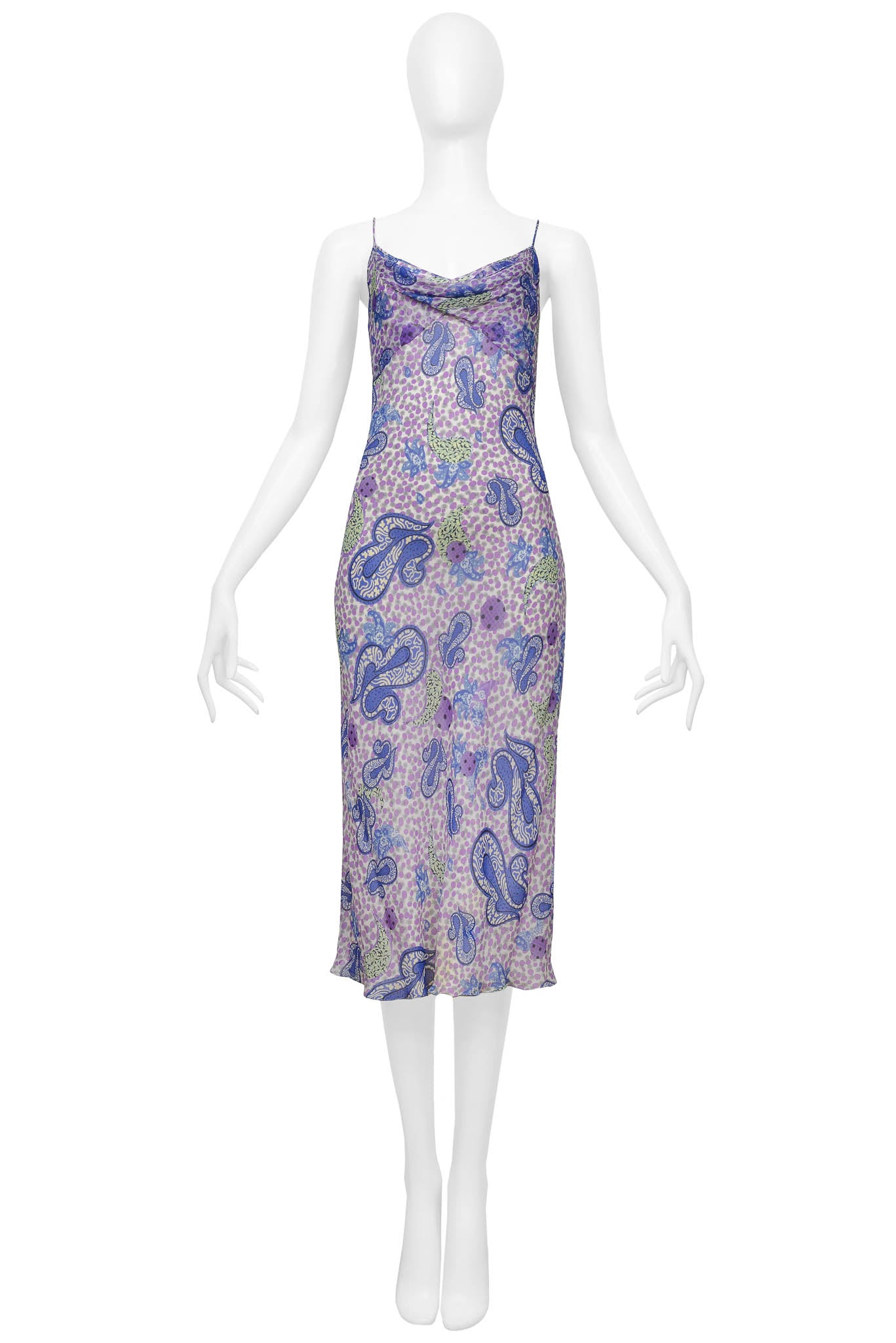 JOHN GALLIANO PURPLE & BLUE PATTERNED DRESS