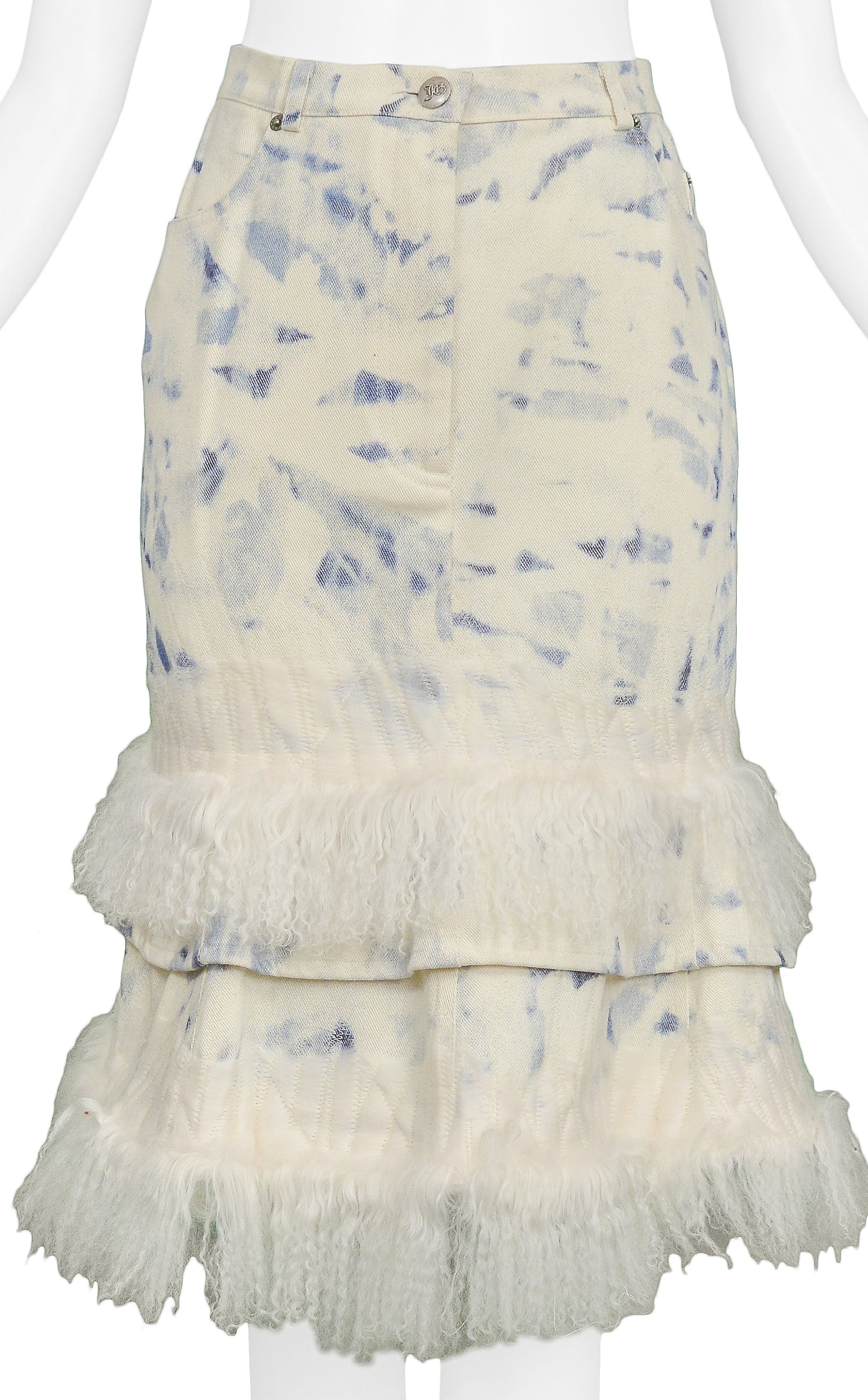 JOHN GALLIANO ACID WASH DENIM SKIRT 2002