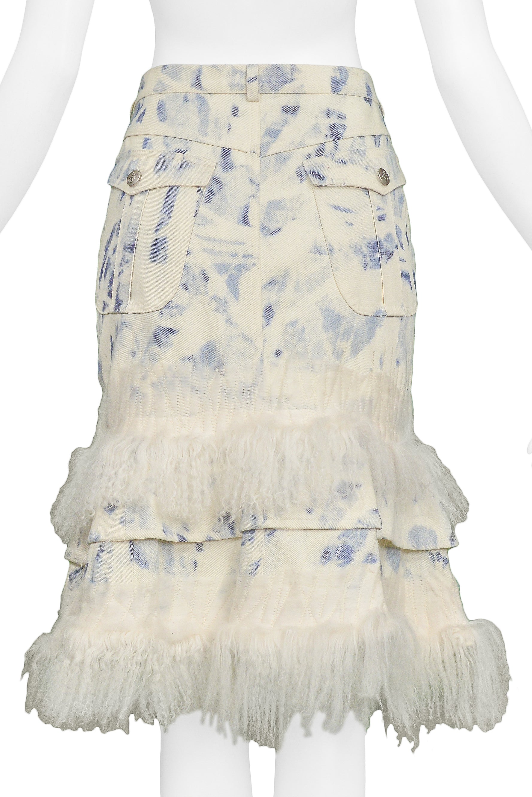 JOHN GALLIANO ACID WASH DENIM SKIRT 2002