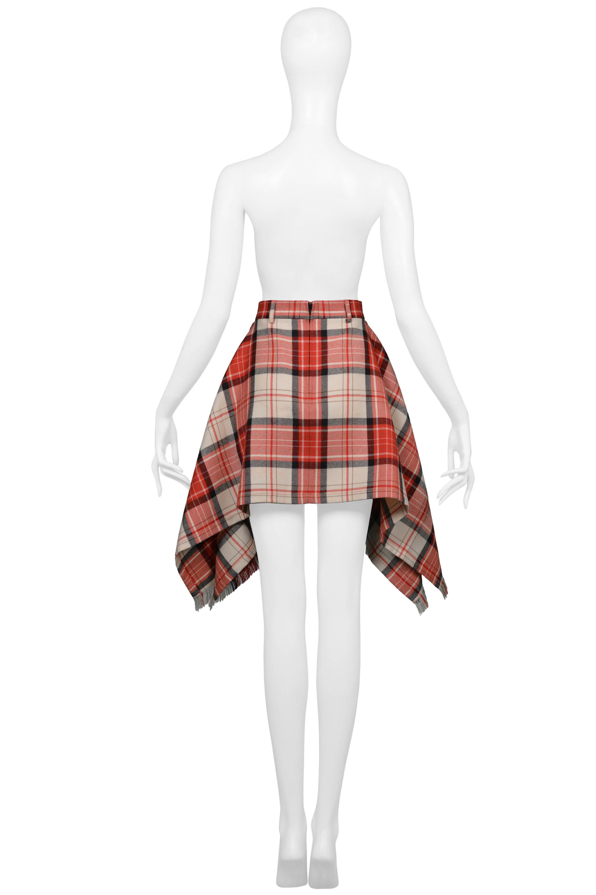 JEAN PAUL GAULTIER RED & WHITE PLAID BLANKET SKIRT 1991