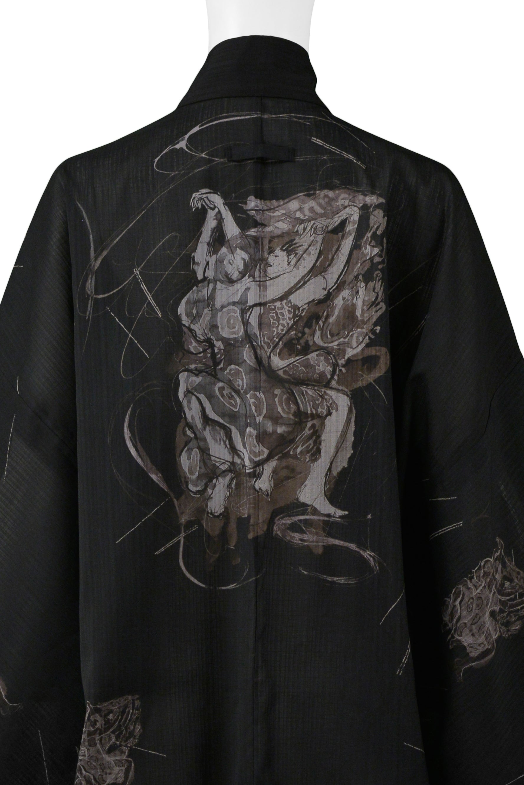 GAULTIER BLACK & GREY DANCERS KIMONO ROBE 2002