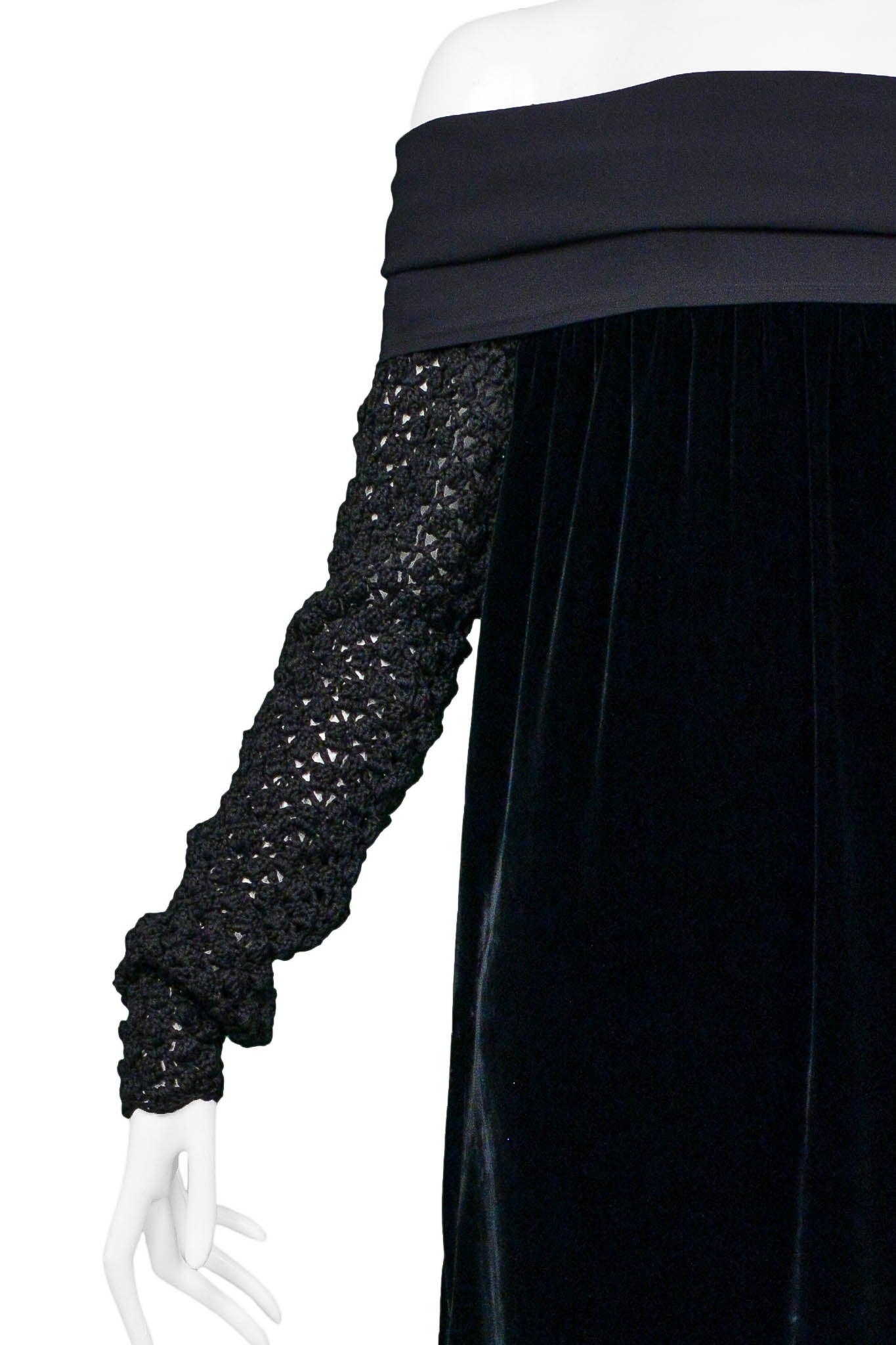 JEAN PAUL GAULTIER BLACK VELVET & KNIT COLD SHOULDER DRESS
